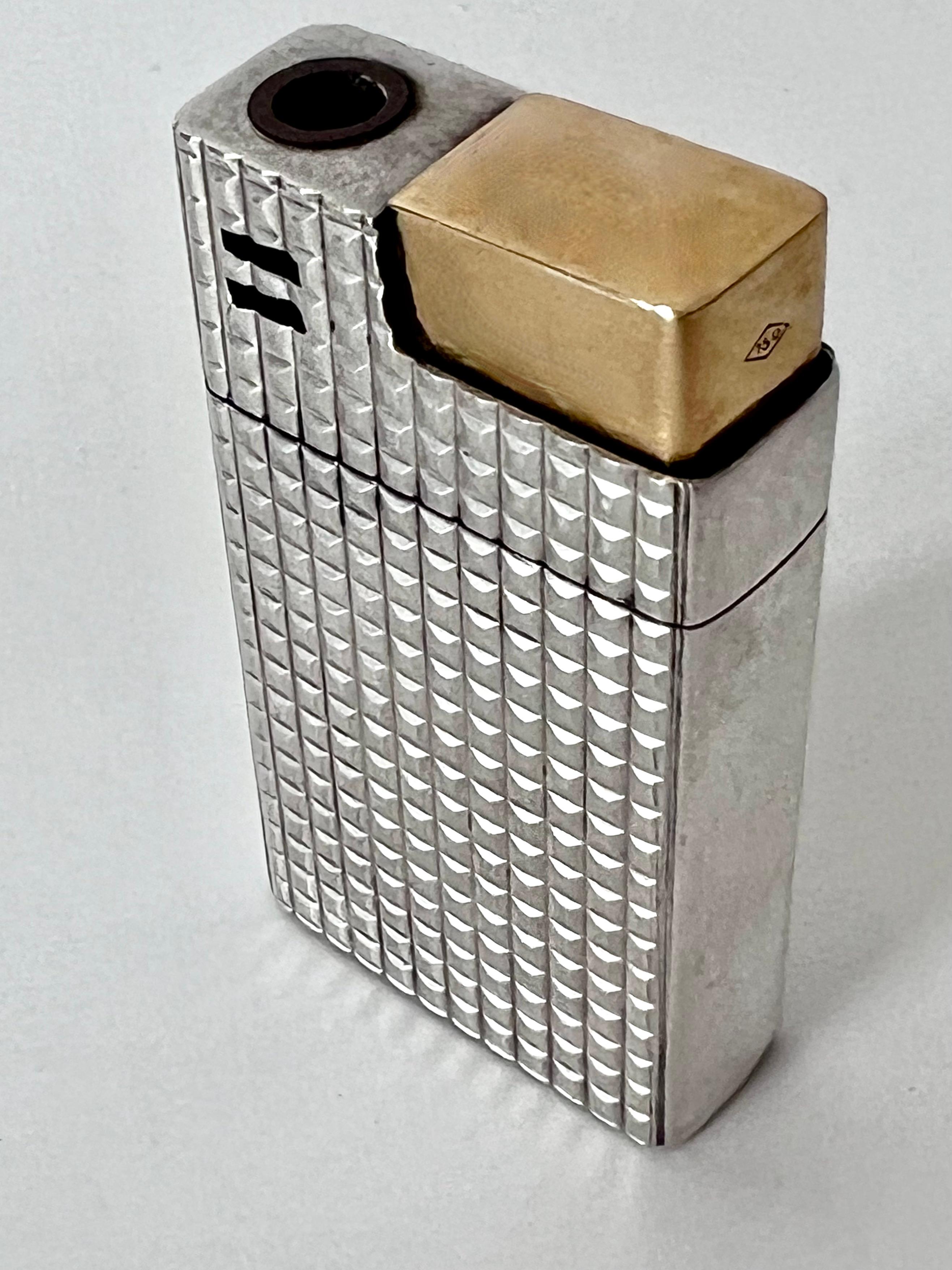 Patinated Gucci Italian Sterling Silver and 18 Karat Gold Cigarette or 420 Lighter For Sale