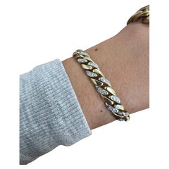 GUCCI Italia Oro Amarillo 18k y Diamantes Pulsera Curb Link Años 80 Vintage
