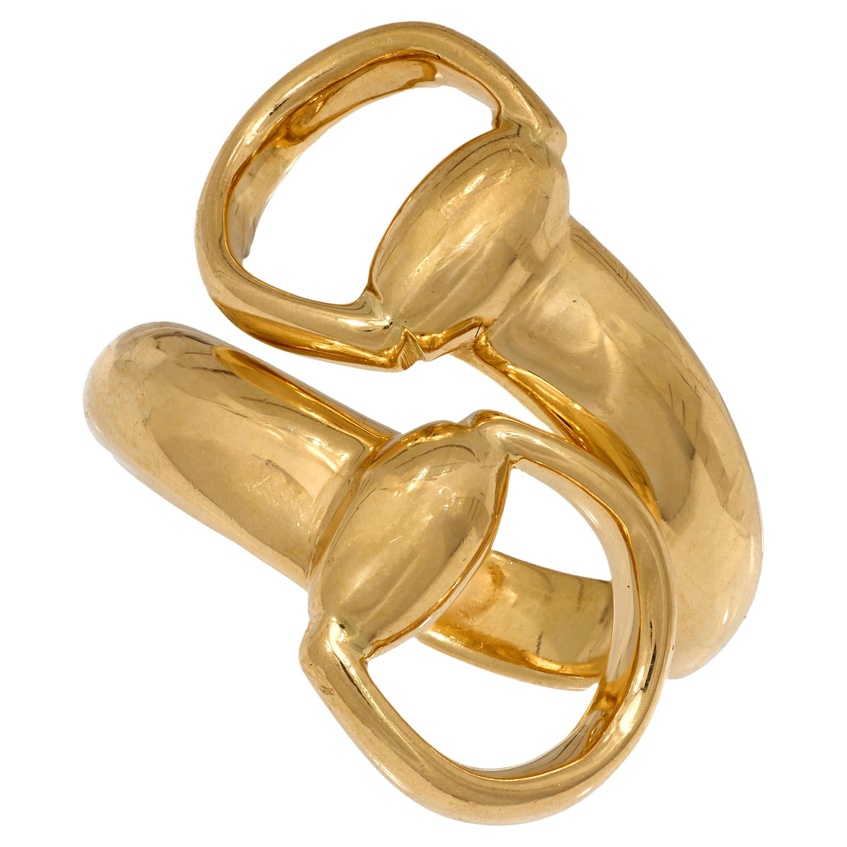 Gucci Italy 18k yellow gold horsebit wrap ring