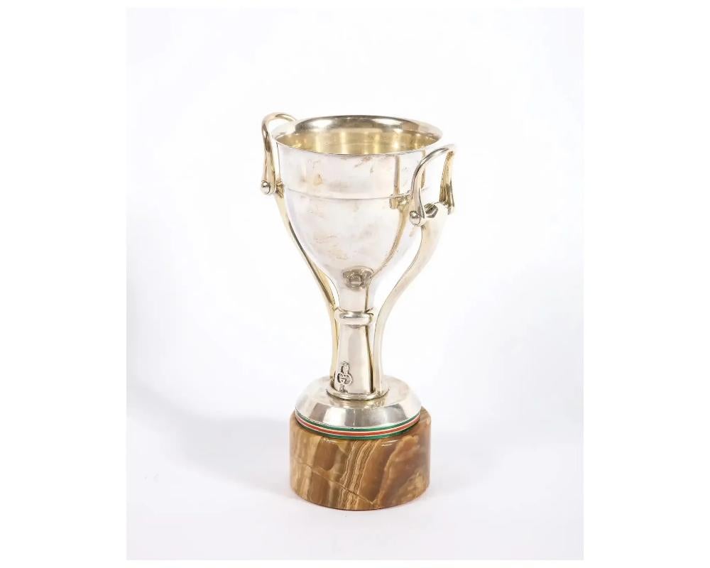 Gucci Italy, a Rare Sterling Silver, Enamel, and Marble Trophy Cup, C. 1970 For Sale 5