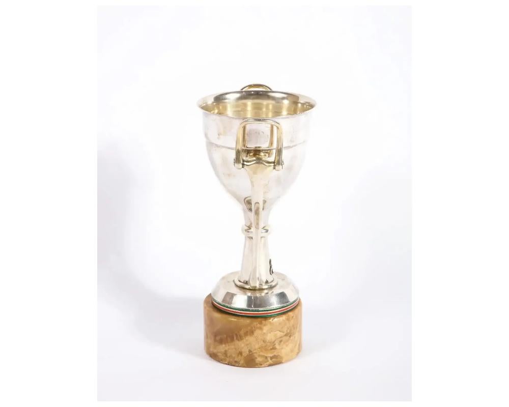 20th Century Gucci Italy, a Rare Sterling Silver, Enamel, and Marble Trophy Cup, C. 1970 For Sale