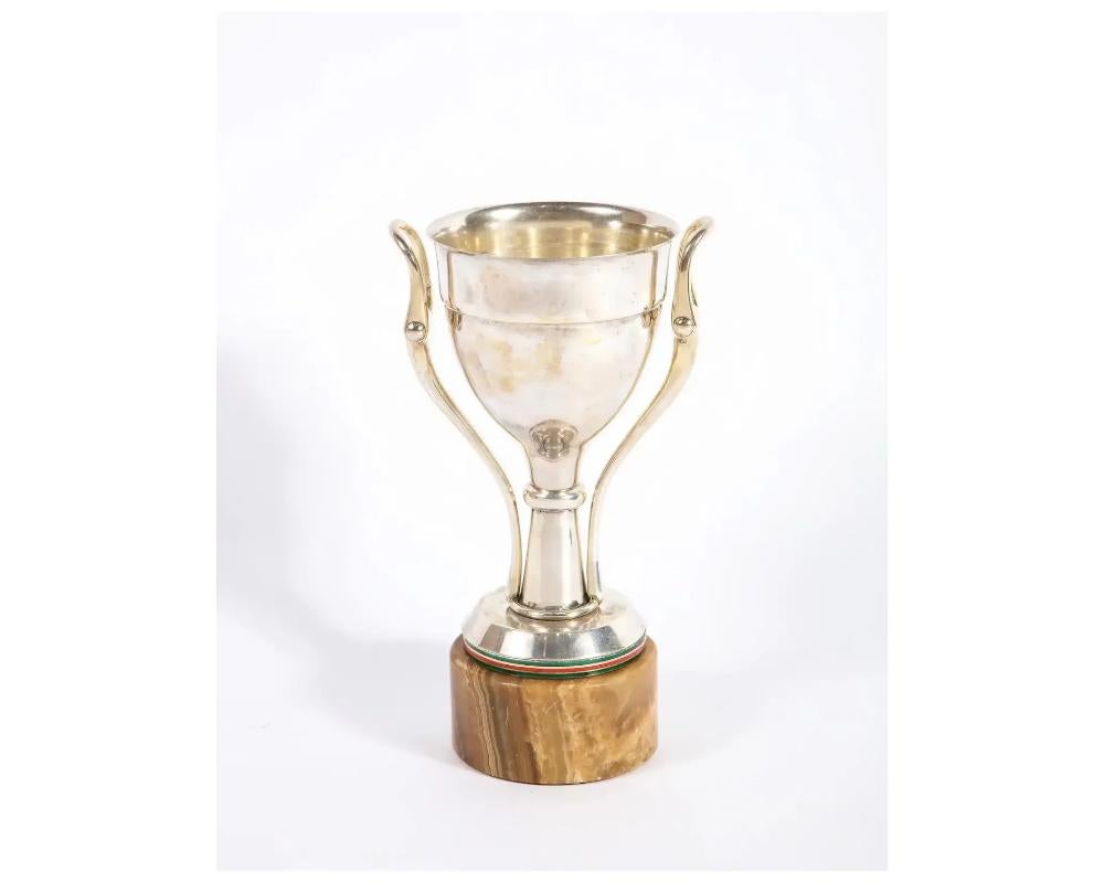 Gucci Italy, a Rare Sterling Silver, Enamel, and Marble Trophy Cup, C. 1970 For Sale 2