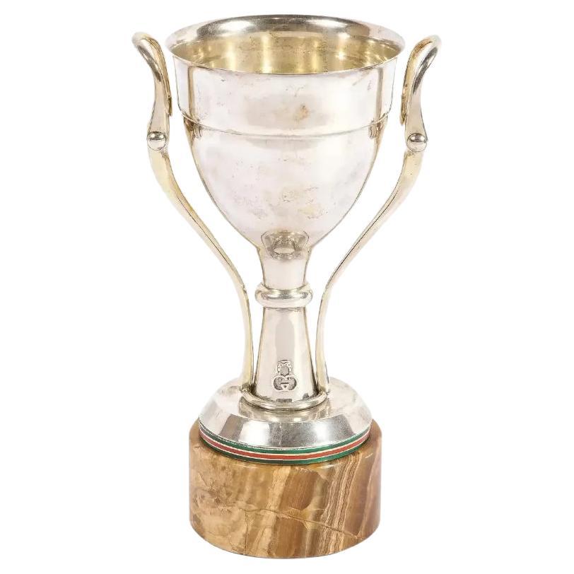 Gucci Italy, a Rare Sterling Silver, Enamel, and Marble Trophy Cup, C. 1970 For Sale