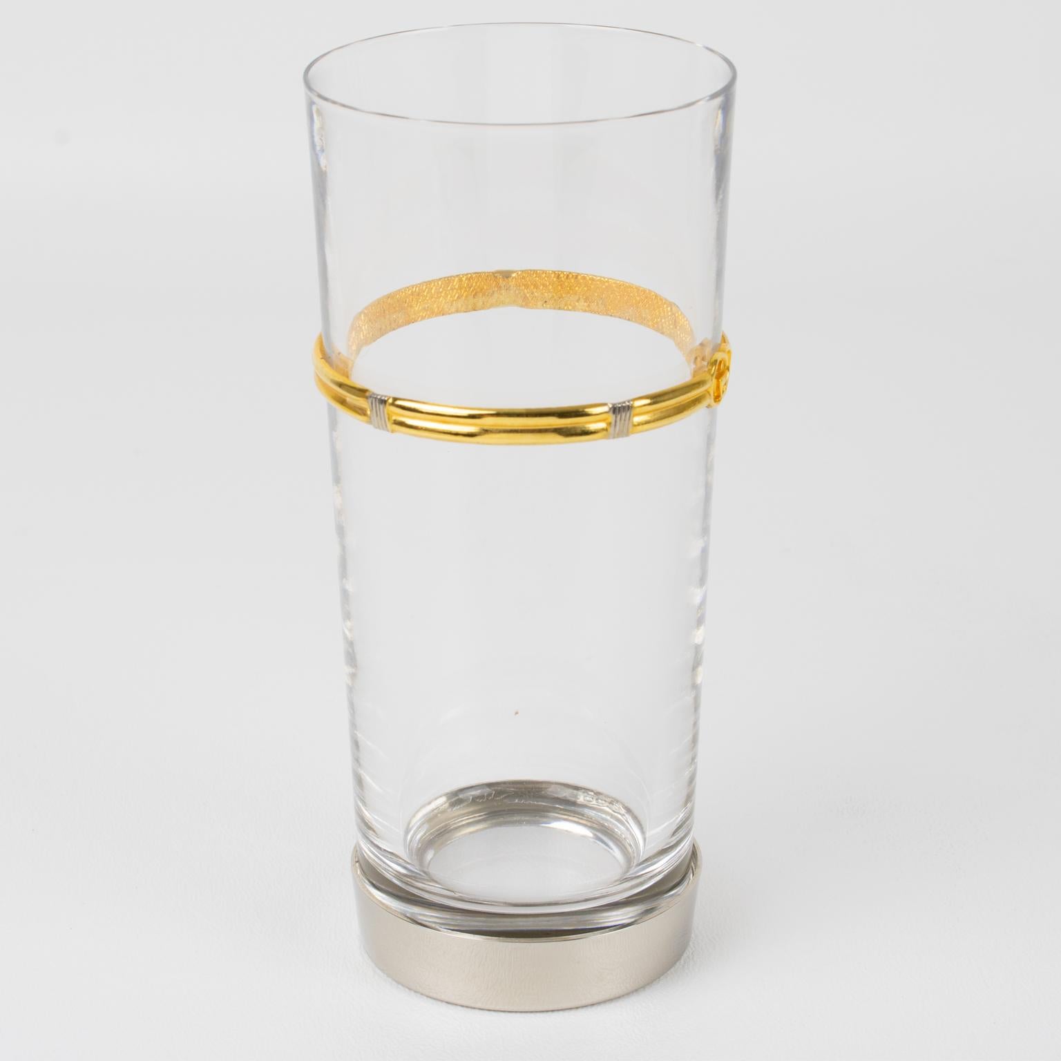 Gucci Barware Silver Plate and Crystal HighBall Tumbler Glasses, 5 pieces For Sale 6
