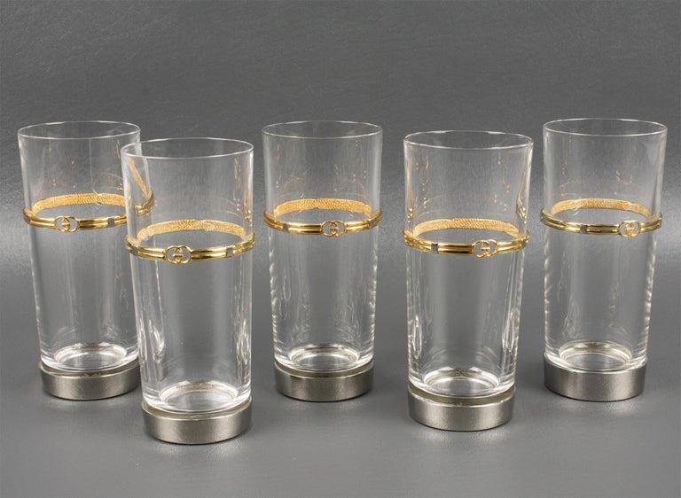 Gucci Italy Barware Set SilverPlate and Crystal HighBall Tumbler