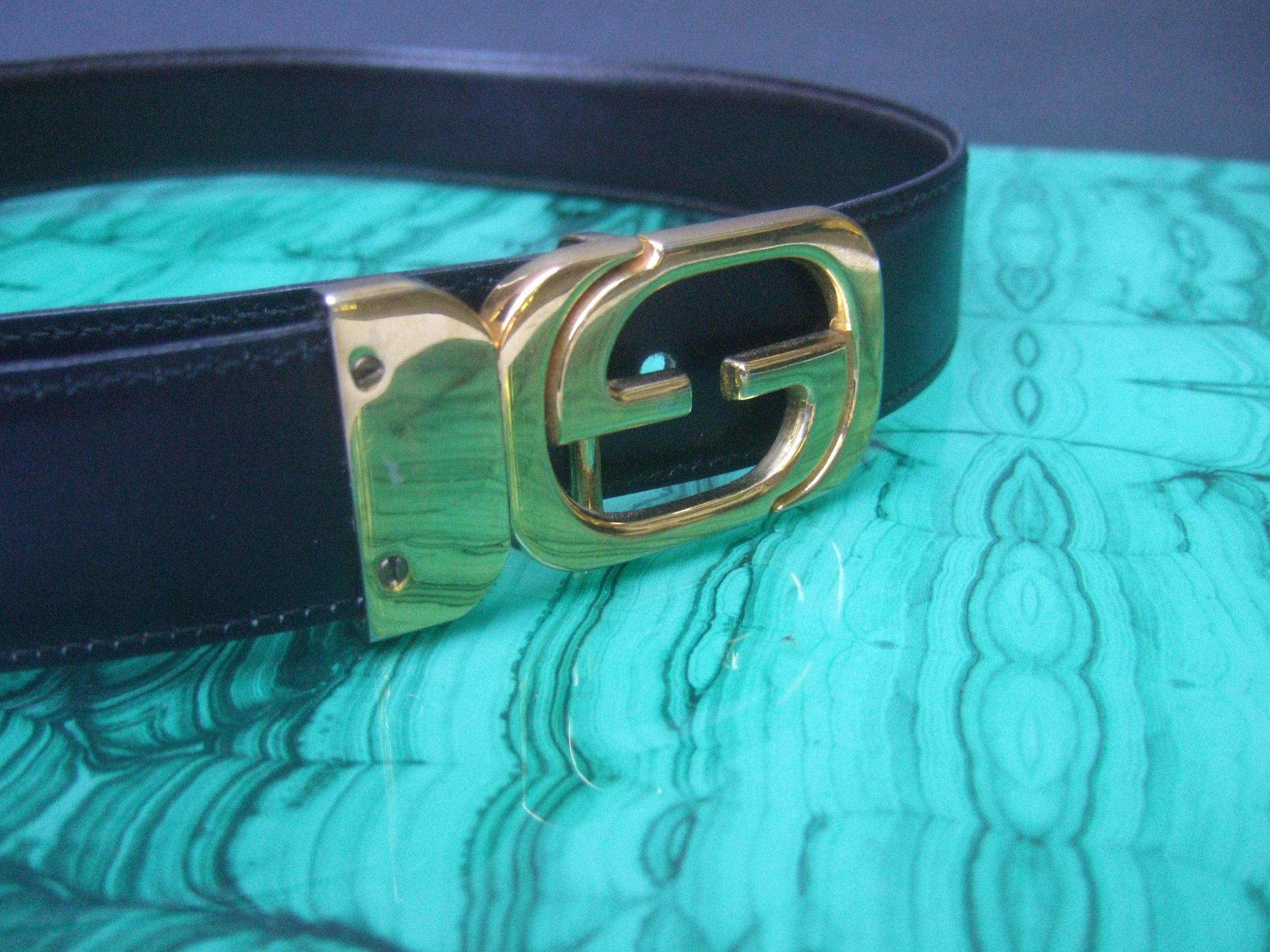 Gucci Italy Black & Brown Reversible Leather Unisex Belt c 1980s 1
