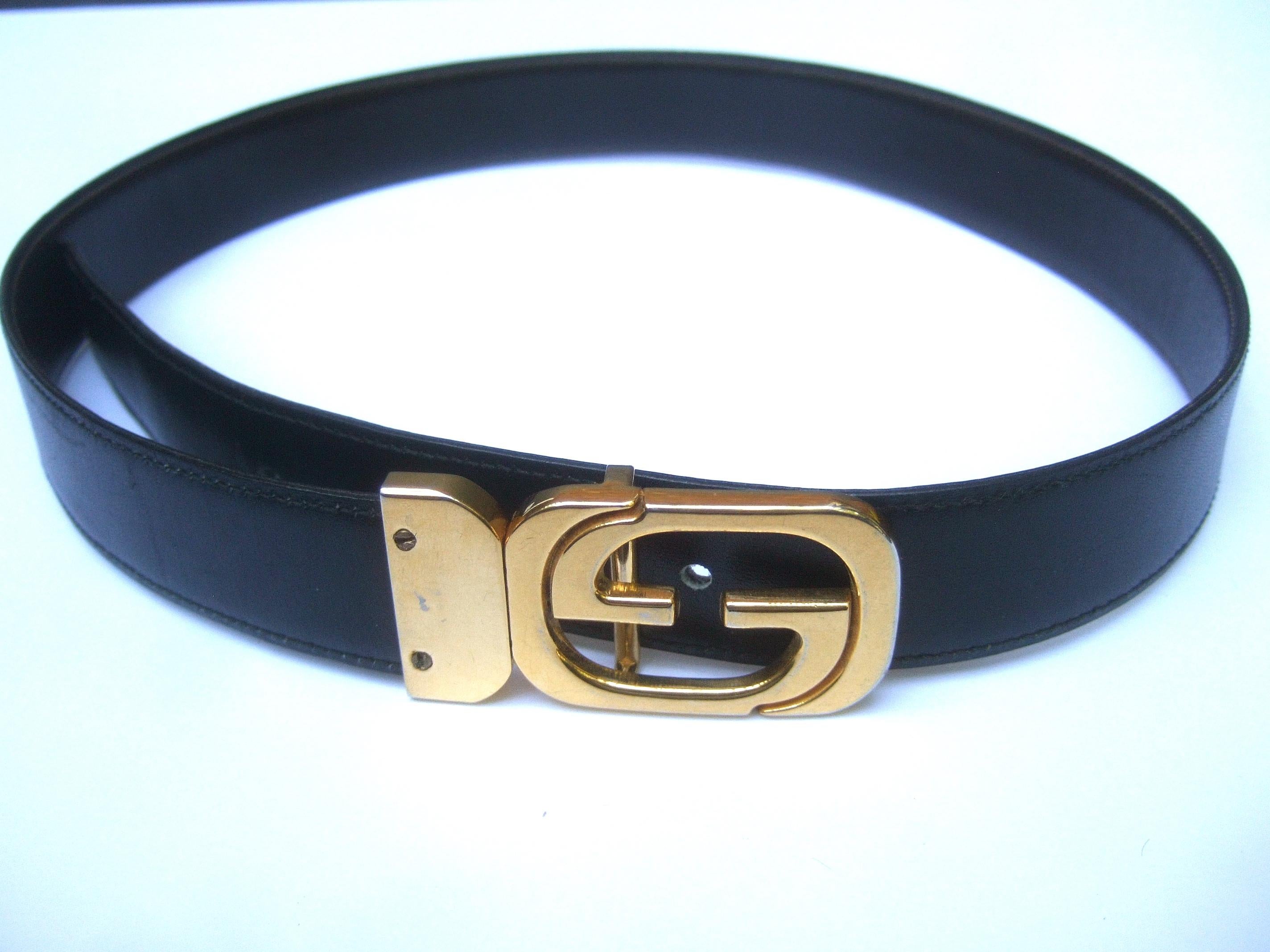 Gucci Italy Black & Brown Reversible Leather Unisex Belt c 1980s 3