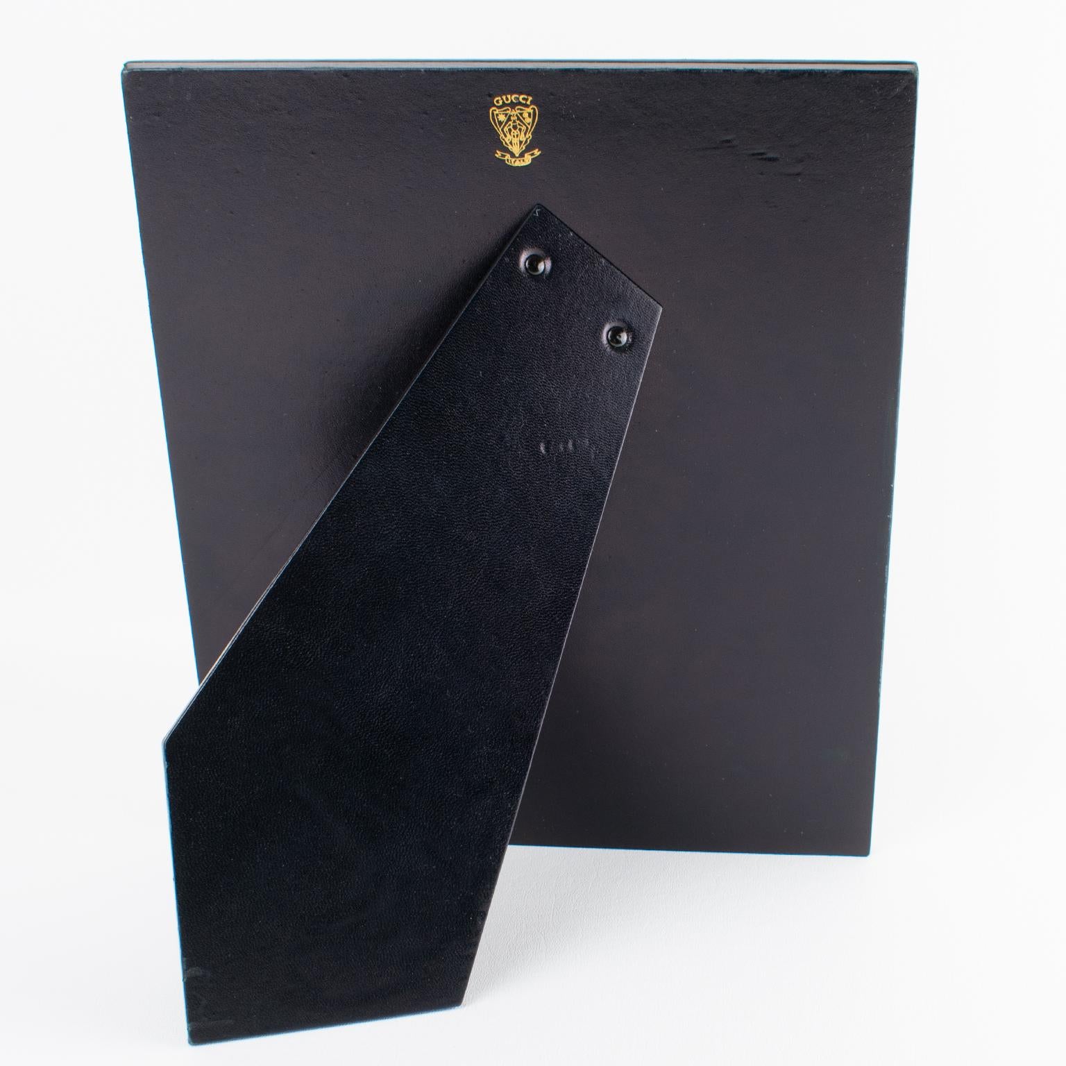 Cornice per foto in pelle nera e pelle di coccodrillo di Gucci Italia, circa 1980 In condizioni ottime in vendita a Atlanta, GA