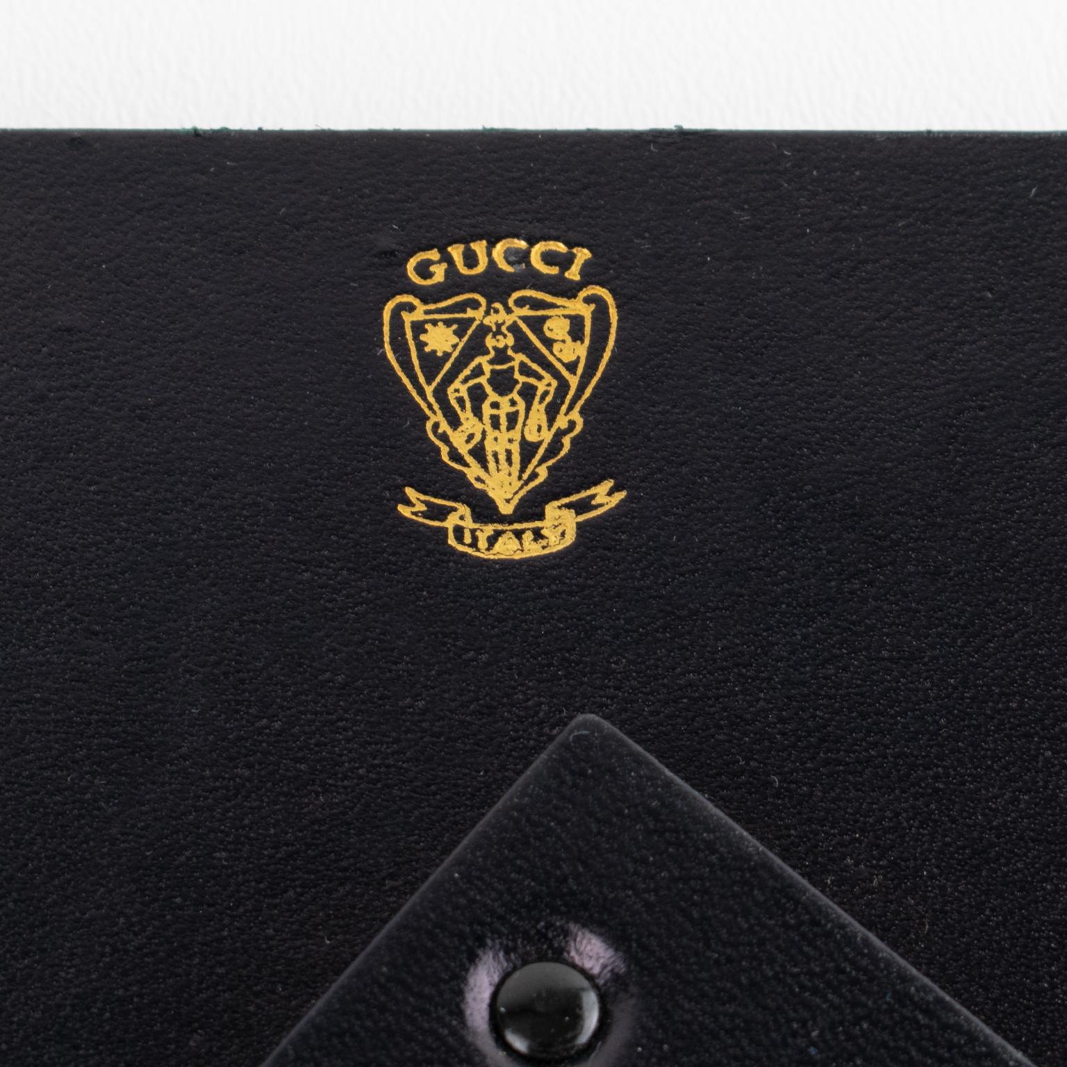 Fine XX secolo Cornice per foto in pelle nera e pelle di coccodrillo di Gucci Italia, circa 1980 in vendita