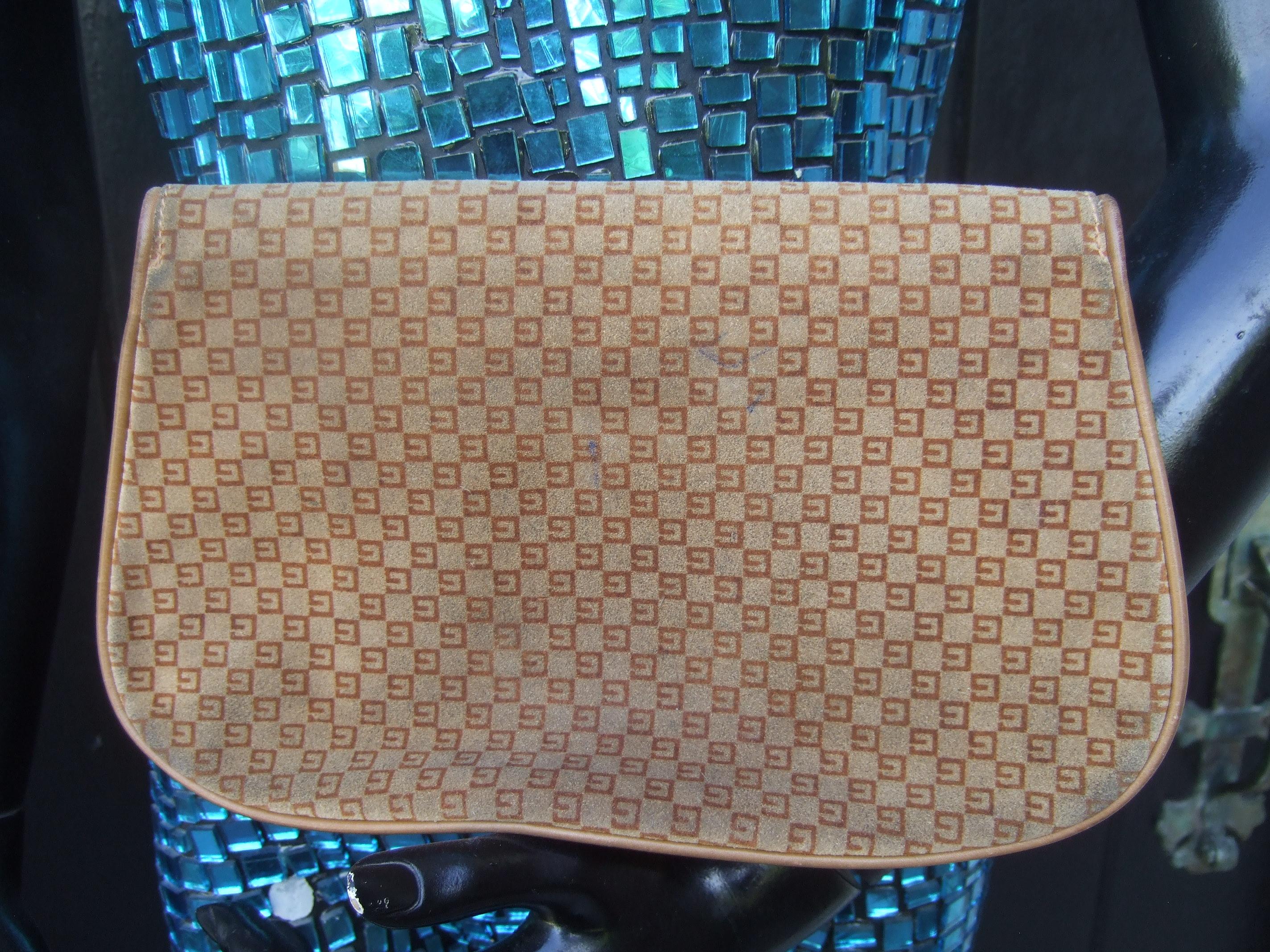 GUCCI Italy Brown Suede Blondie Clutch Bag c 1970s en vente 6