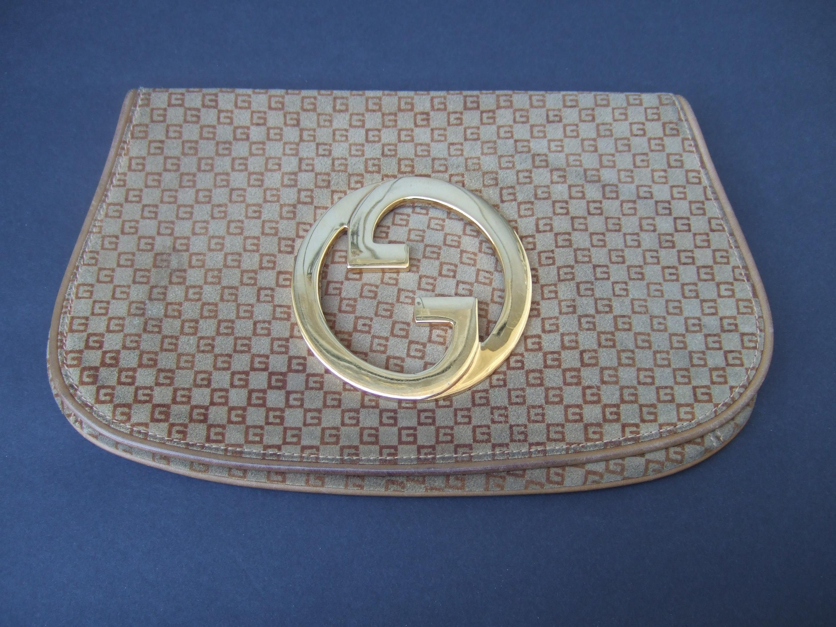 GUCCI Italy Brown Suede Blondie Clutch Bag c 1970s en vente 11
