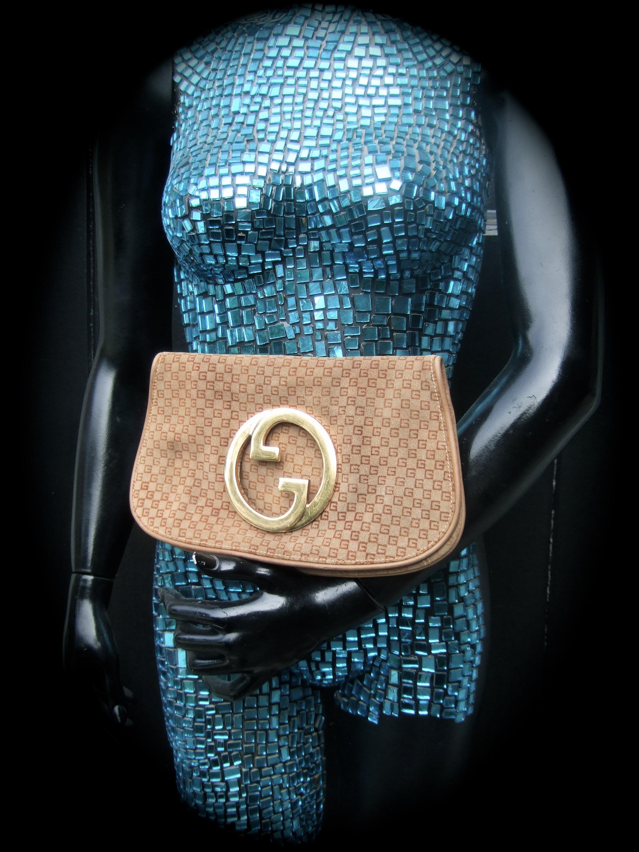 GUCCI Italy Brown Suede Blondie Clutch Bag c 1970s en vente 13