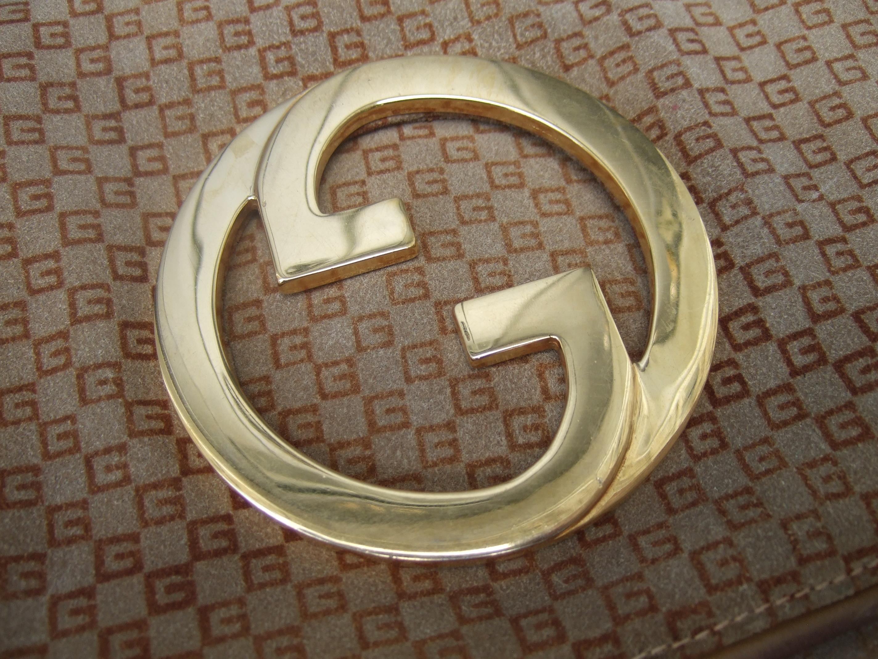 Marron GUCCI Italy Brown Suede Blondie Clutch Bag c 1970s en vente