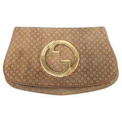 GUCCI Italy Brown Suede Blondie Clutch Bag c 1970s