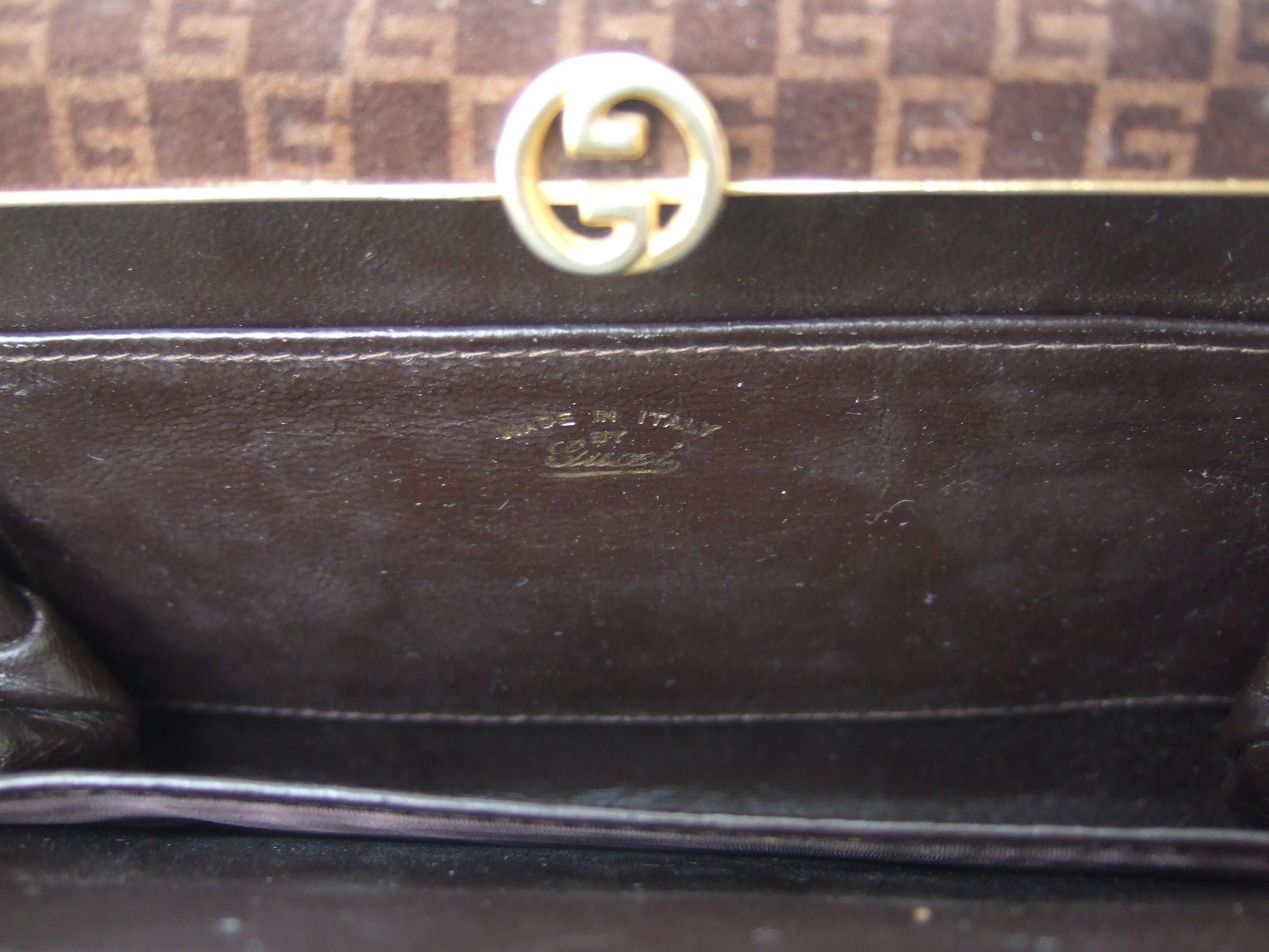 GUCCI Italy Brown Suede Clutch Purse c 1970s  For Sale 9