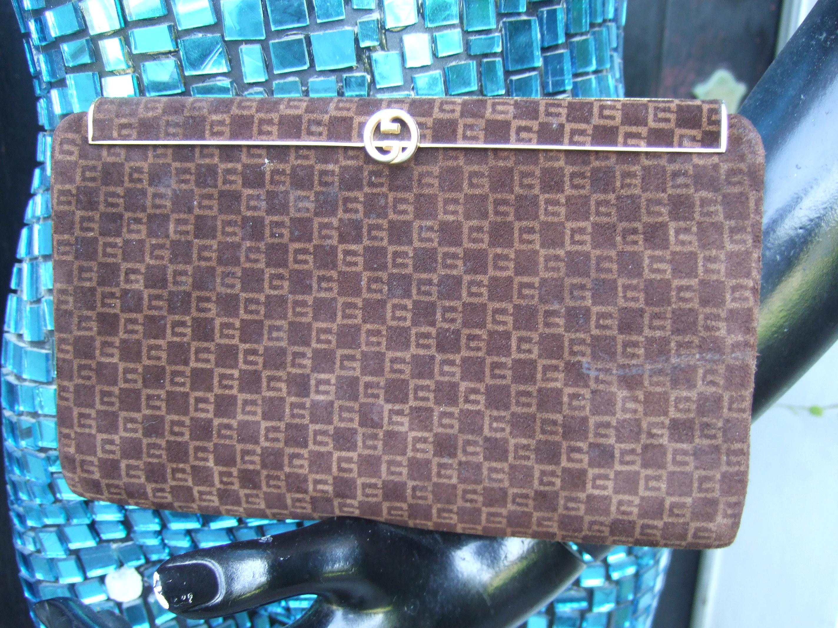 GUCCI Italy Brown Suede Clutch Purse c 1970s  For Sale 1