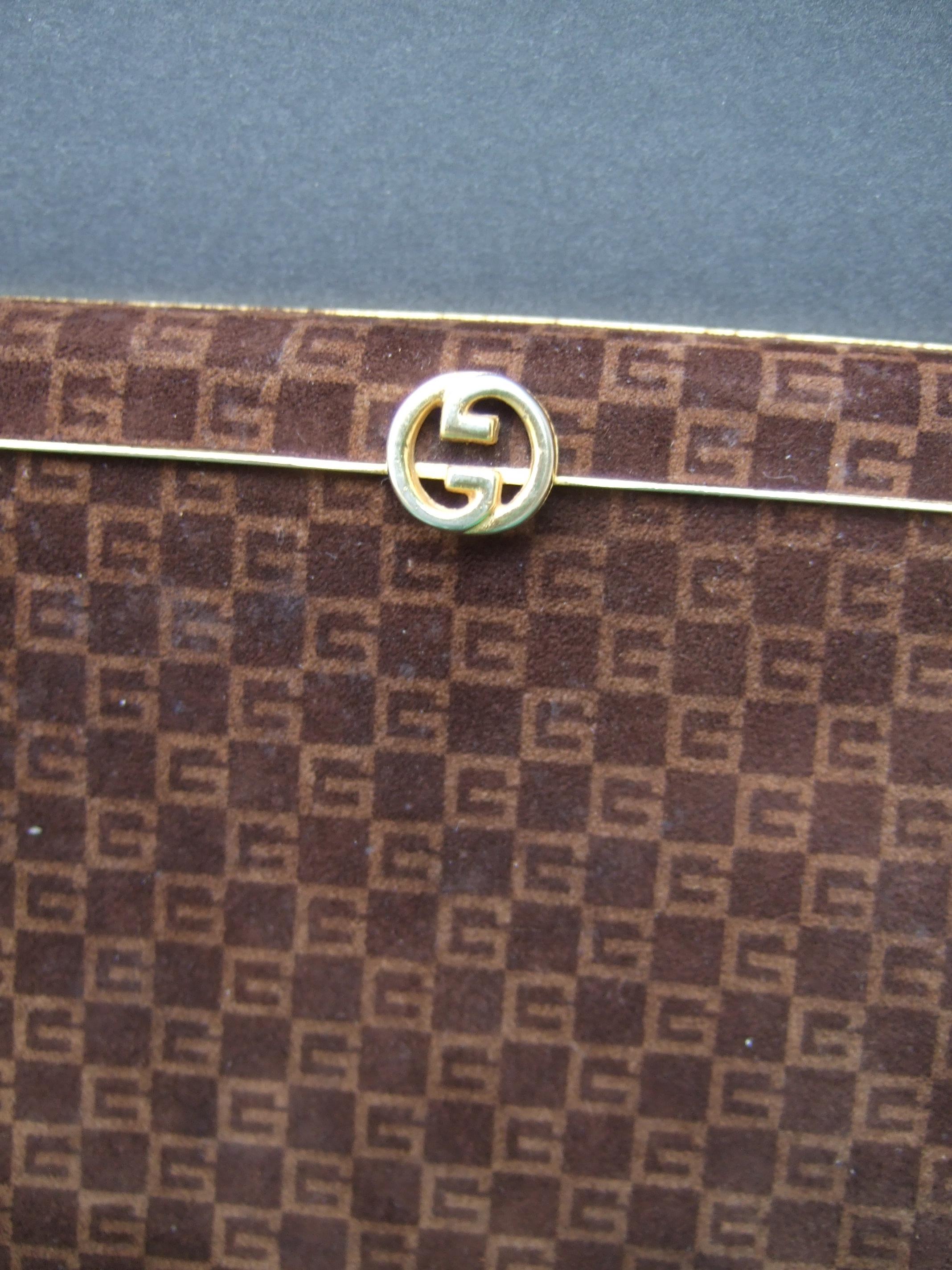 GUCCI Italy Brown Suede Clutch Purse c 1970s  For Sale 5