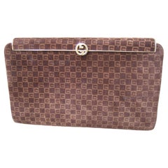 Used GUCCI Italy Brown Suede Clutch Purse c 1970s 
