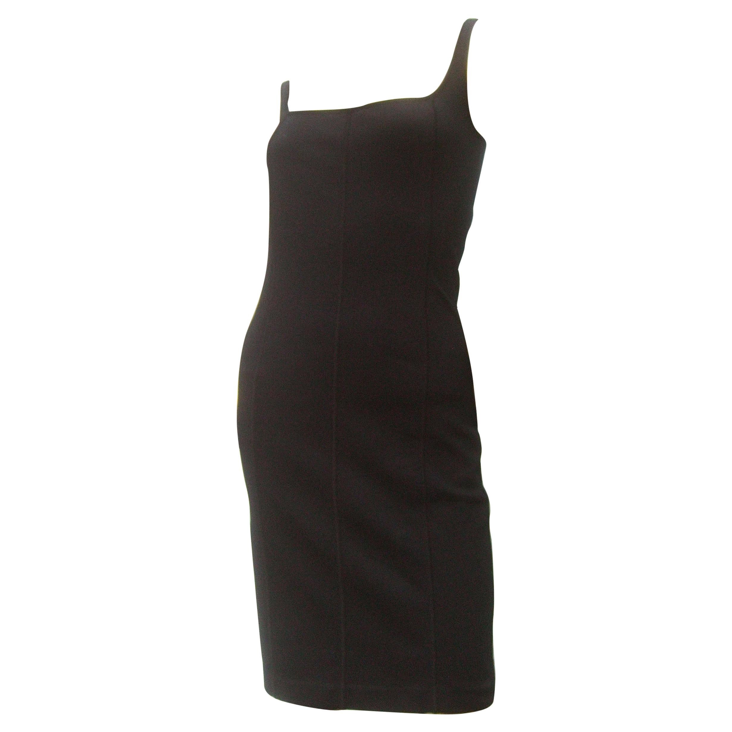 Gucci Italia Chic Vestido de tirantes de punto elástico negro Tom Ford Era c Años 90 en venta