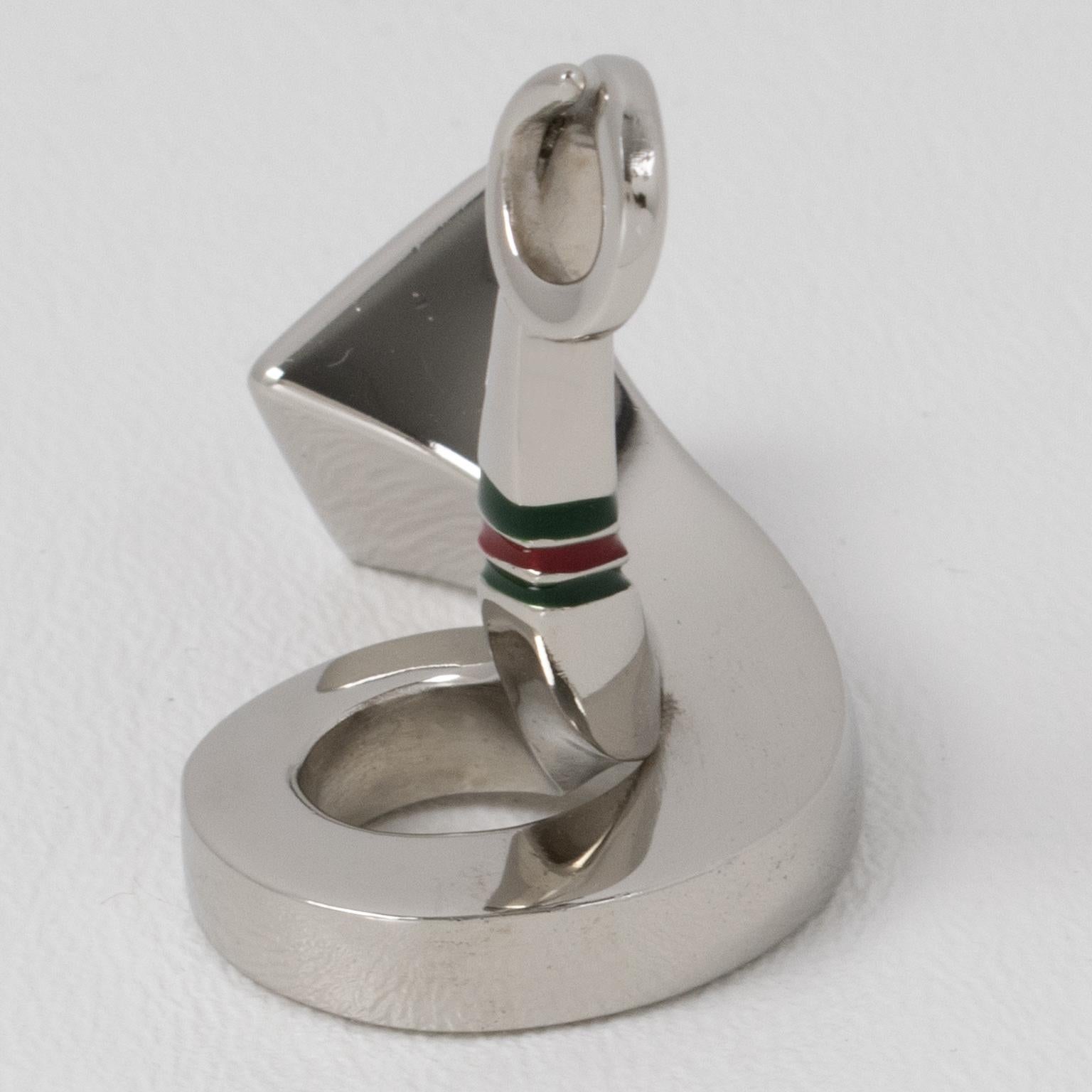 Gucci Italy Chrome and Enamel Equestrian Place Card Holders, twelve in box For Sale 4