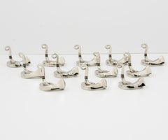 Gucci Italy Chrome and Enamel Equestrian Place Card Holders, twelve in box