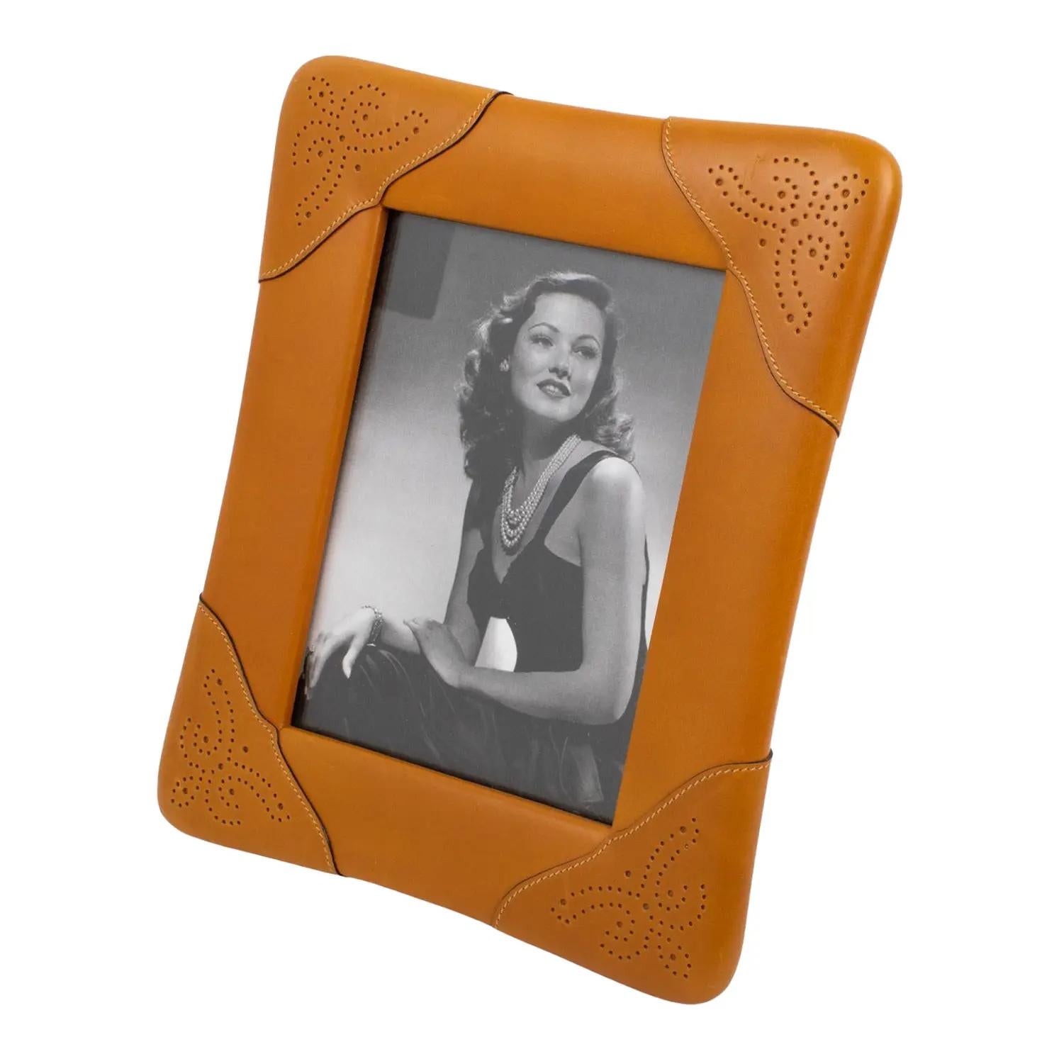 Mid-Century Modern Gucci, Italy Cognac Leather Picture Frame, 1970s