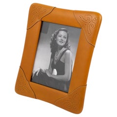 Vintage Gucci, Italy Cognac Leather Picture Frame, 1970s