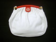 Gucci Italy Crisp White Leather Versatile Shoulder Bag c 1980s