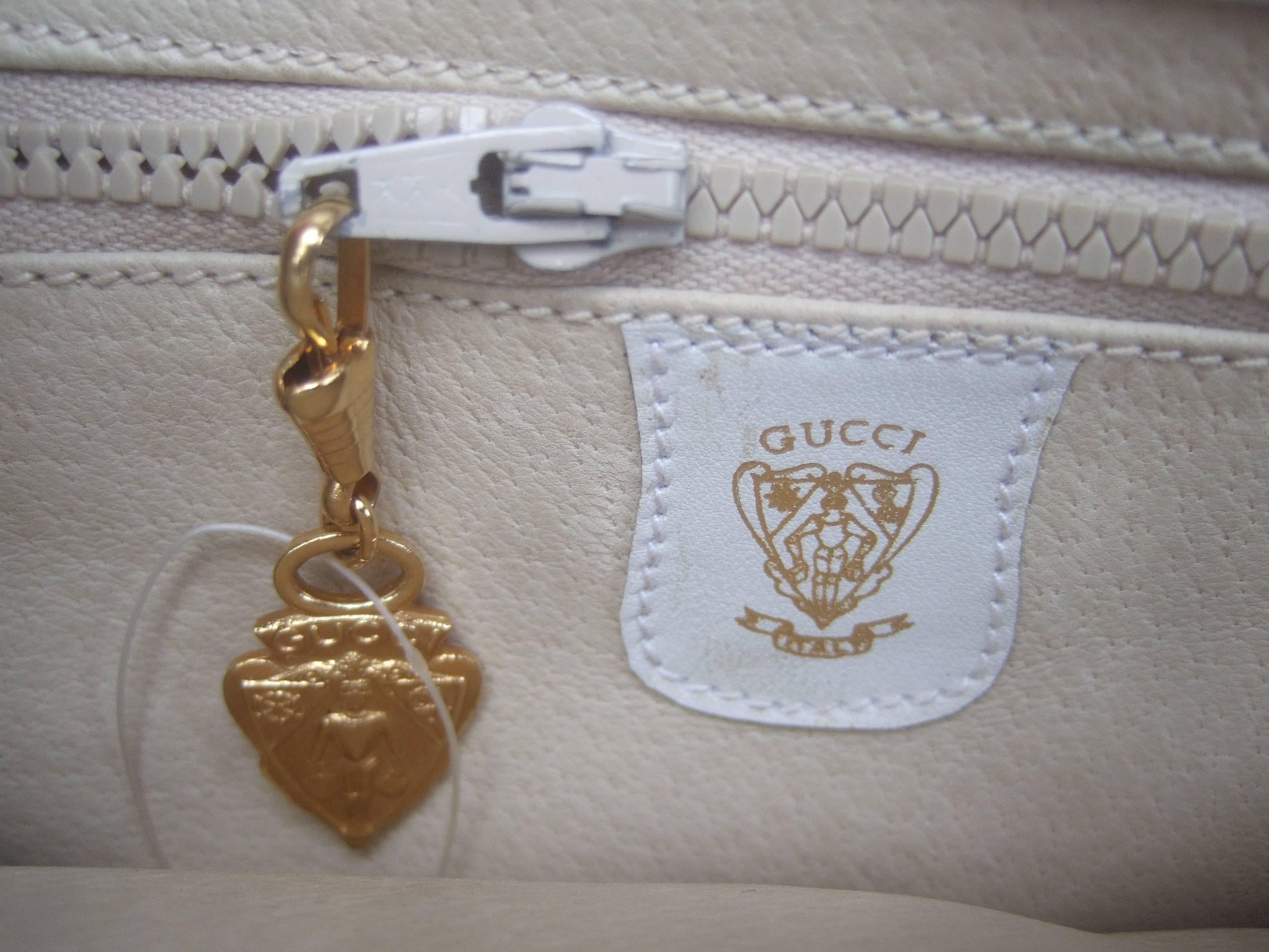 Gucci Italy Crisp White Leather Versatile Shoulder Bag c 1980s 3
