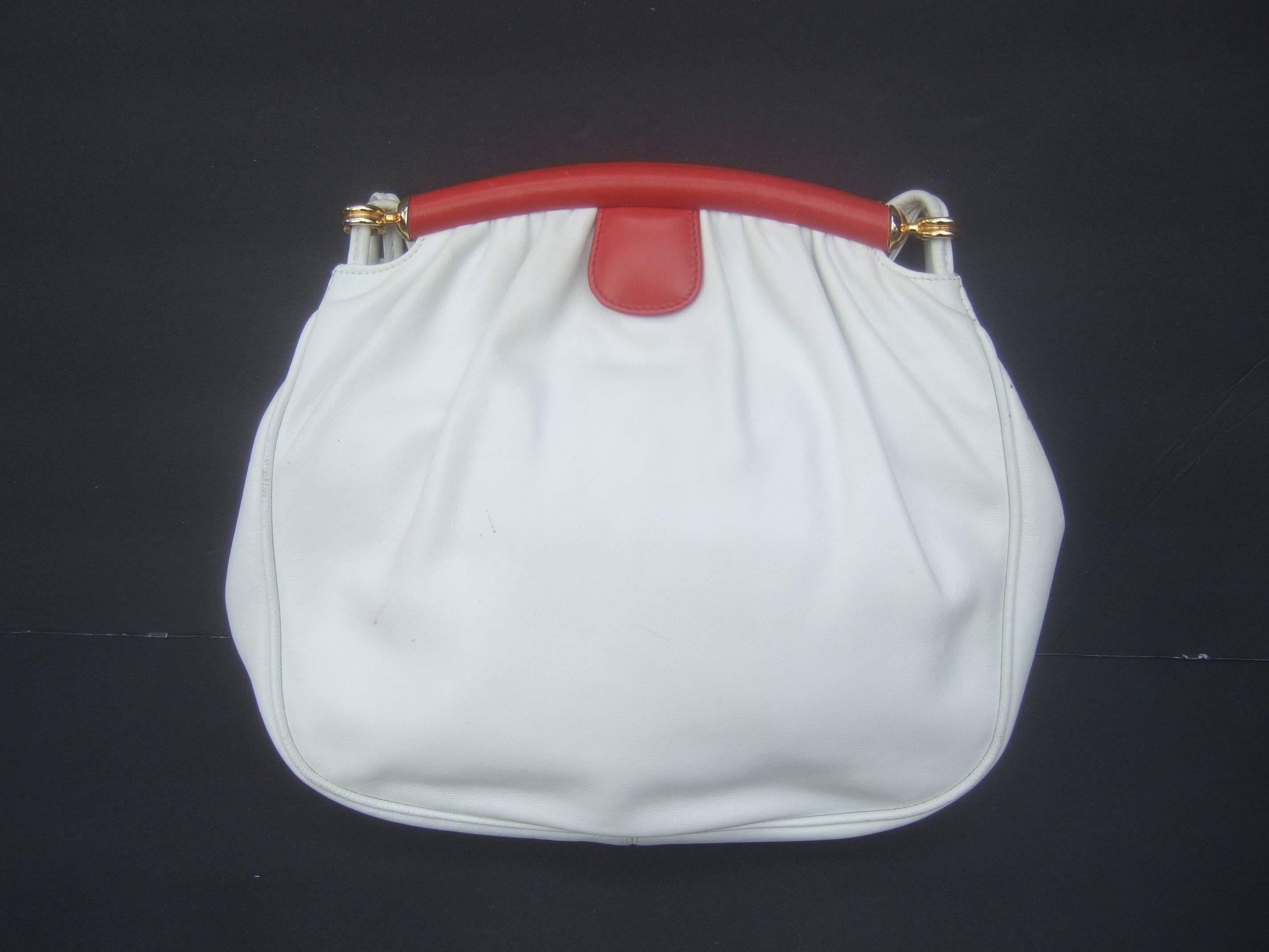 Gucci Italy Crisp White Leather Versatile Shoulder Bag c 1980s 4