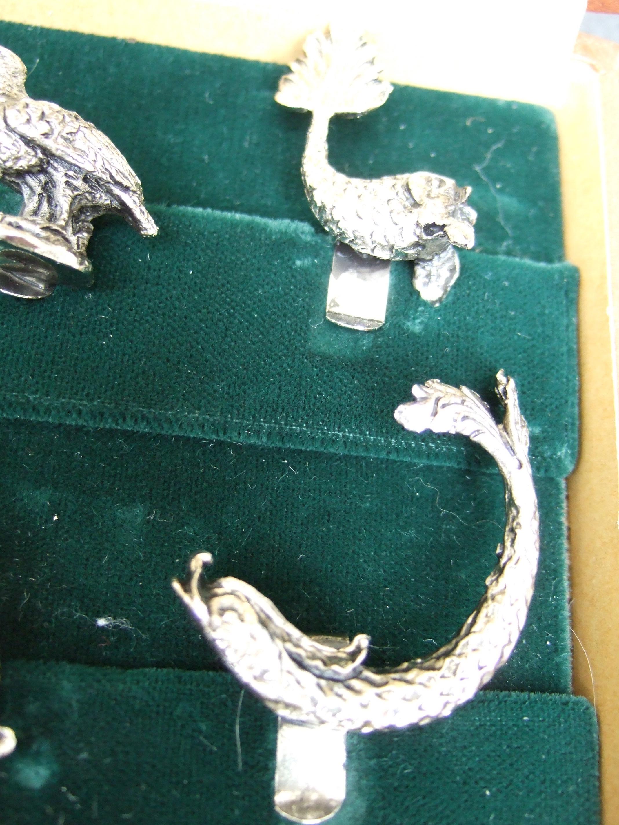 Gucci Italy Elegant Silver Animal Menagerie of Place Card Holders in Gucci Box  7
