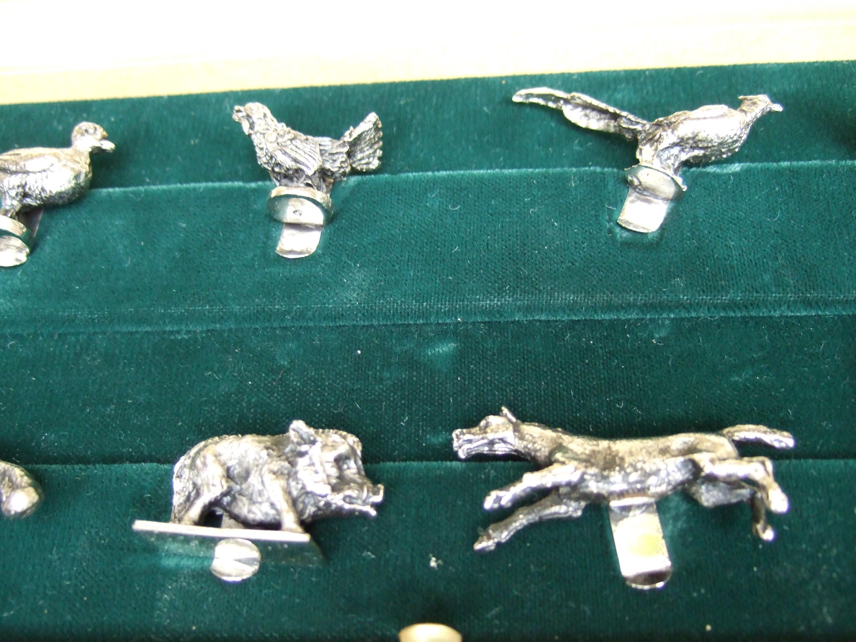 Gucci Italy Elegant Silver Animal Menagerie of Place Card Holders in Gucci Box  8