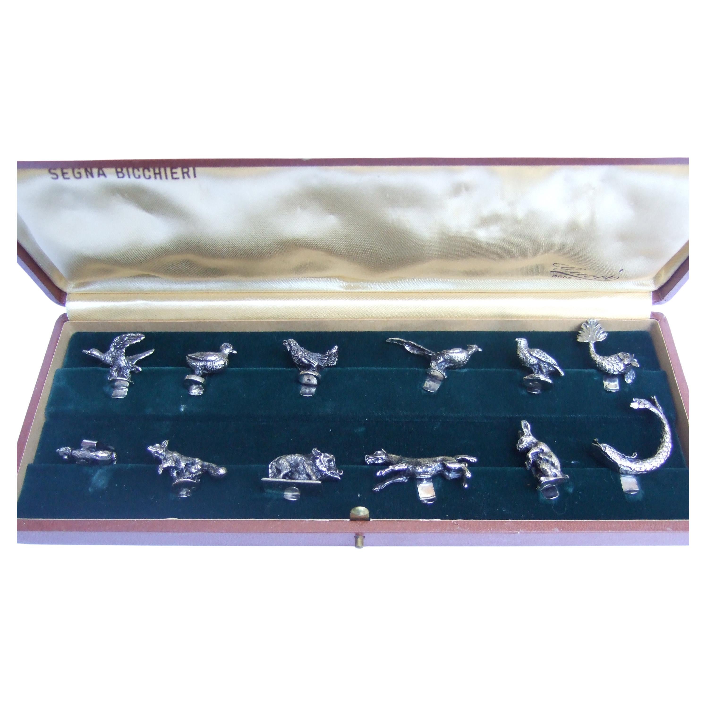 Gucci Italy Elegant Silver Animal Menagerie of Place Card Holders in Gucci Box  13