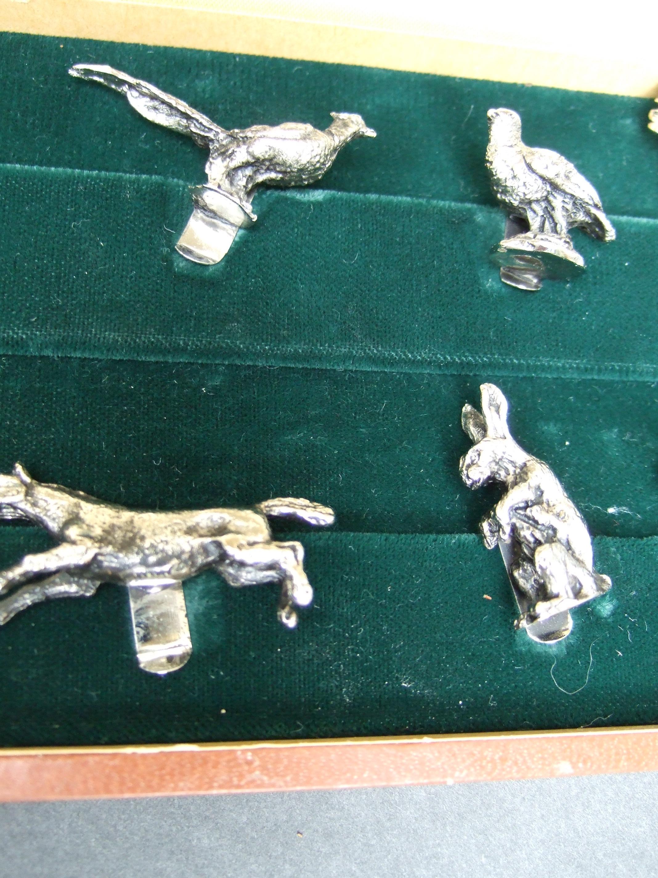 Gucci Italy Elegant Silver Animal Menagerie of Place Card Holders in Gucci Box  In Good Condition In University City, MO