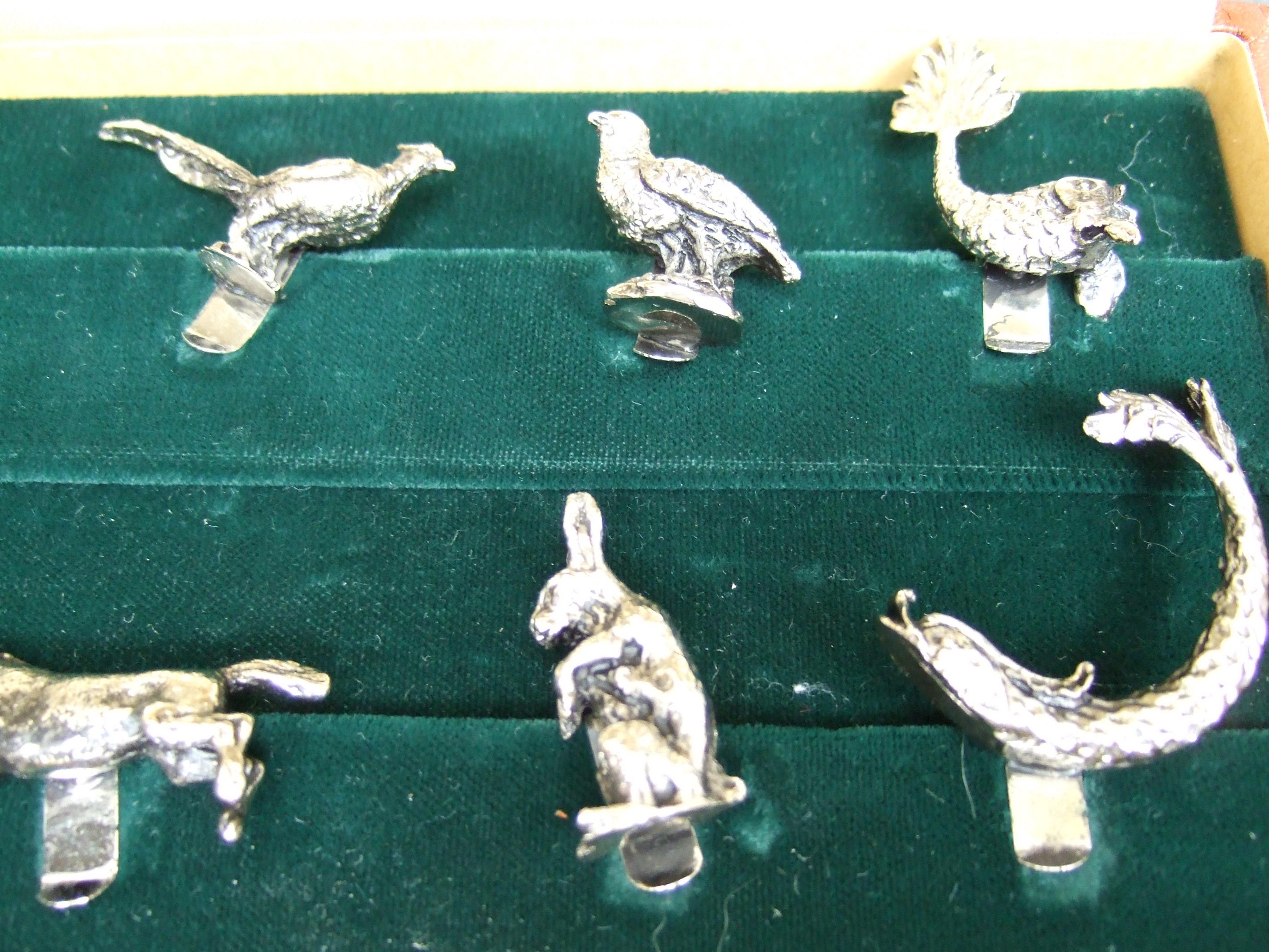 Gucci Italy Elegant Silver Animal Menagerie of Place Card Holders in Gucci Box  2