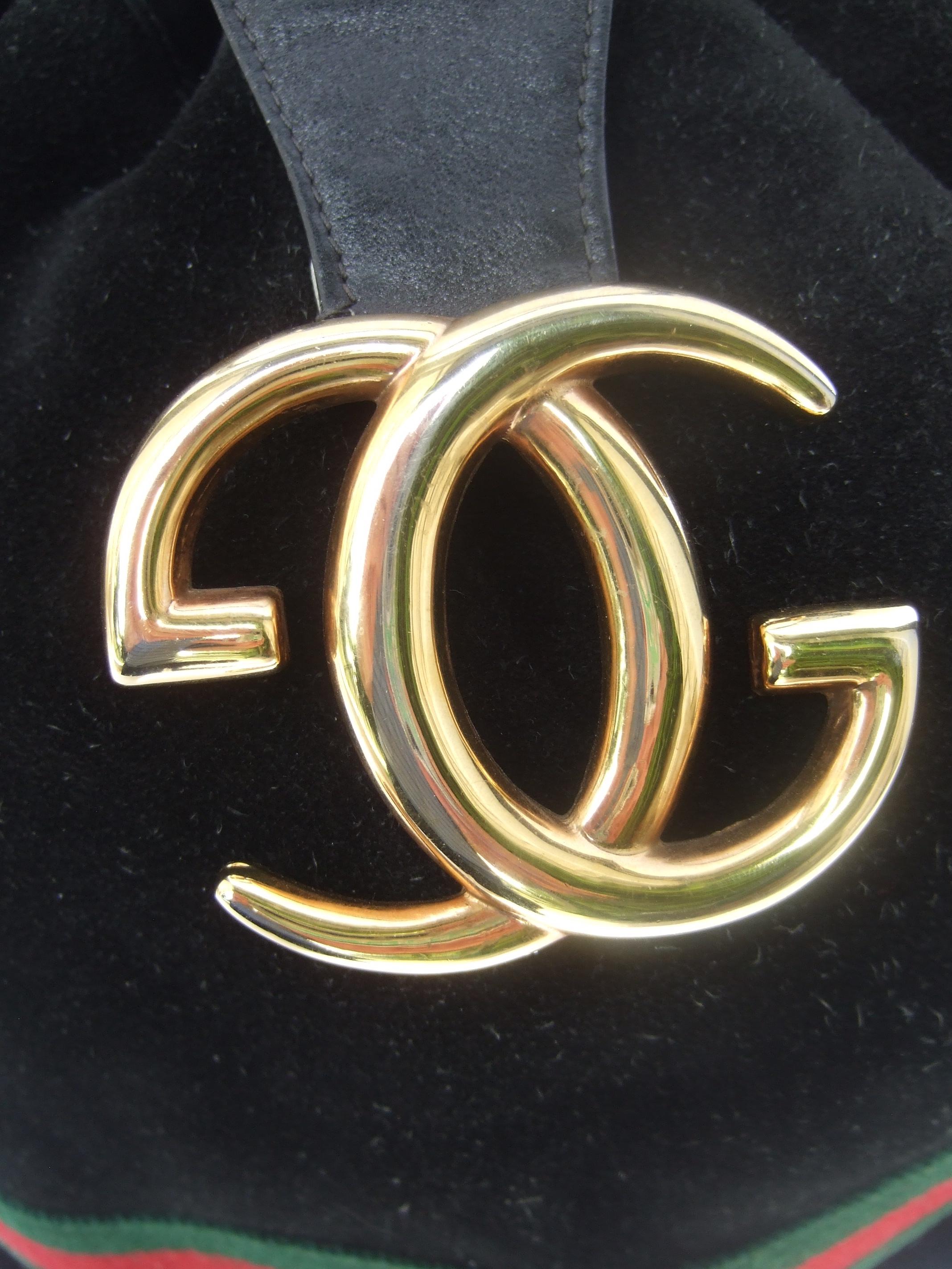 Gucci Italy Extremely Rare Black Suede Amber Resin Lucite Handle Handbag c 1970s For Sale 2
