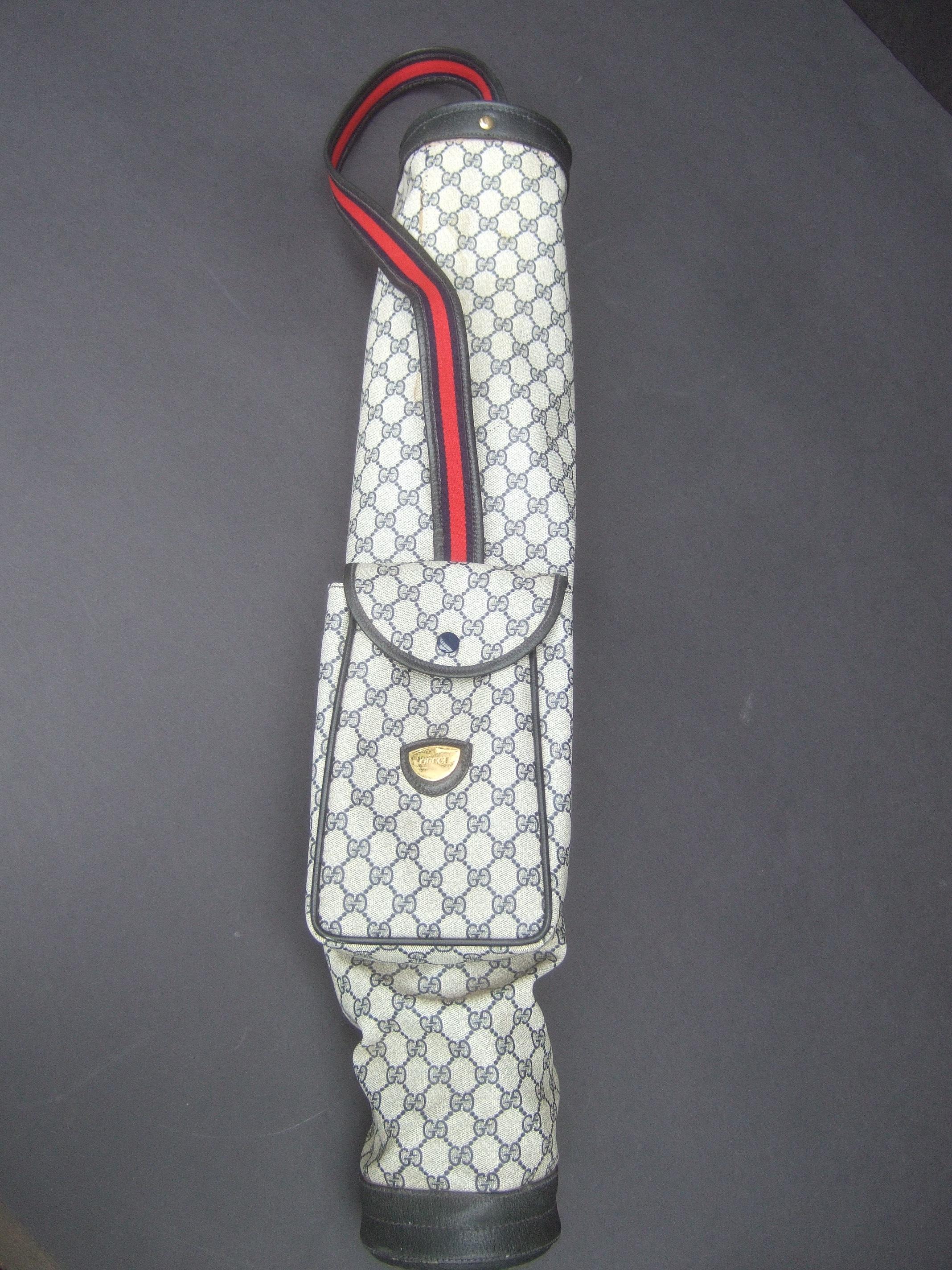 Gucci Italy Extremely Rare Blue G G Monogram Compact Size Golf Bag c 1980s 4