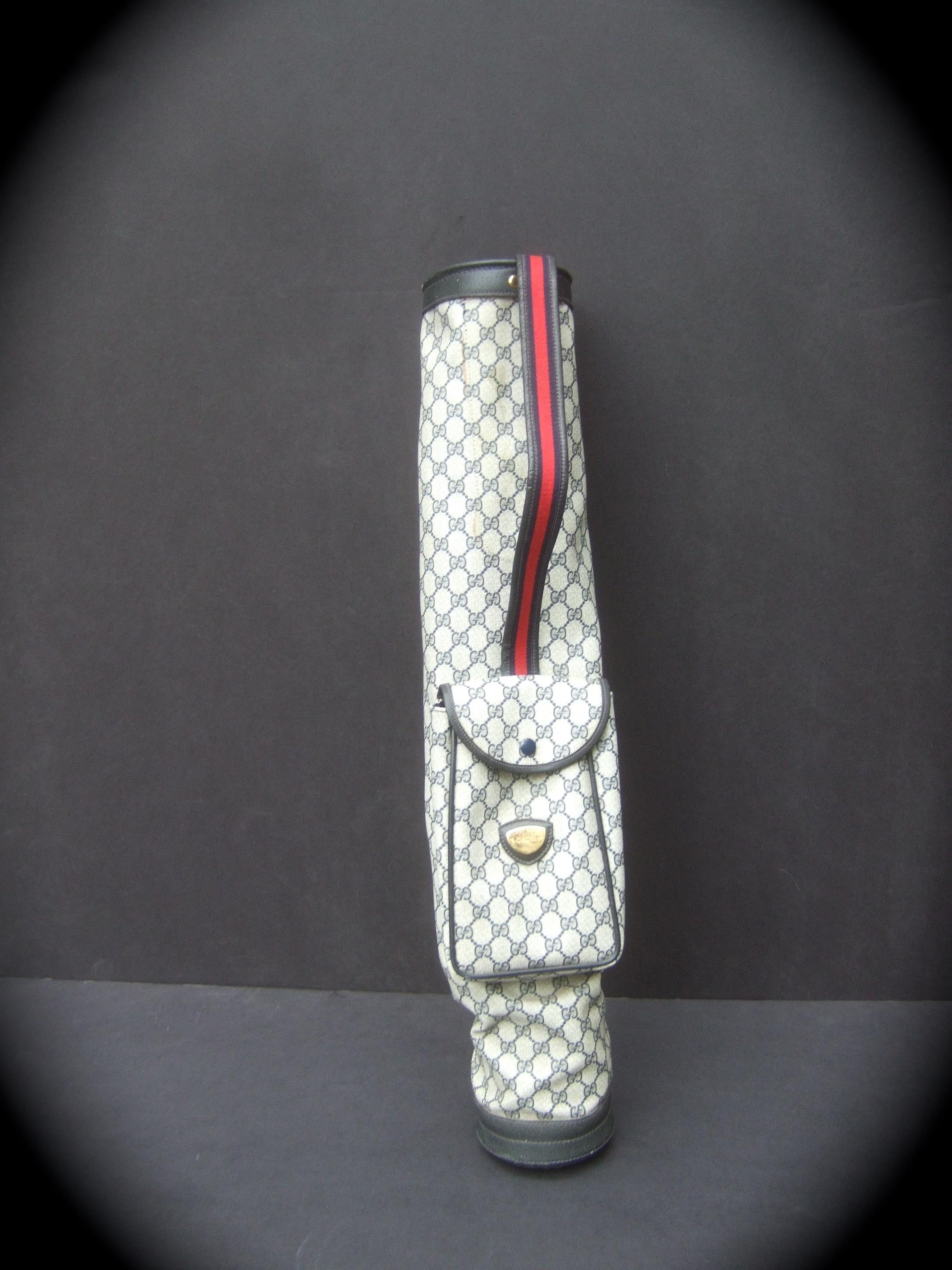 Gray Gucci Italy Extremely Rare Blue G G Monogram Compact Size Golf Bag c 1980s
