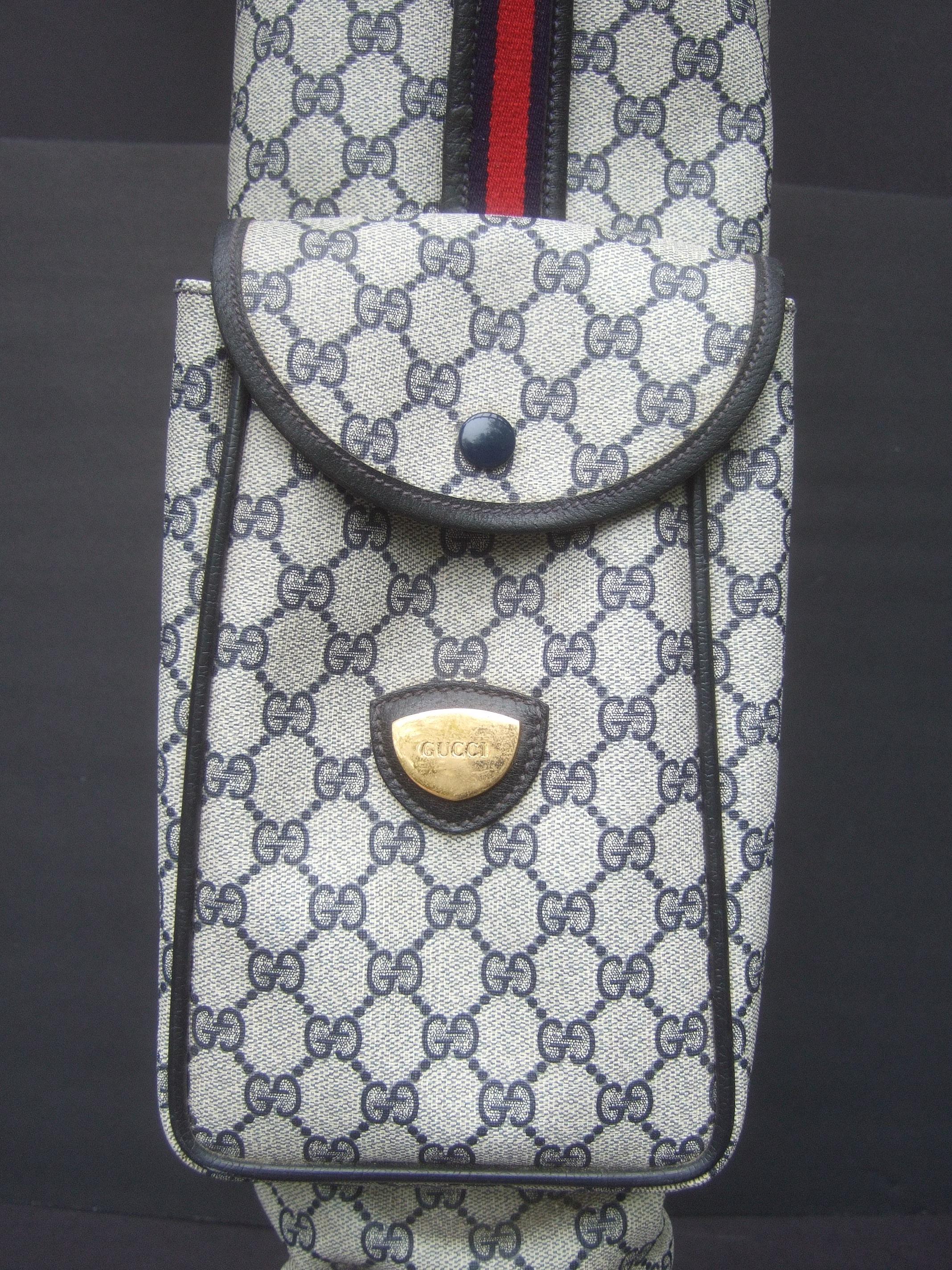 Women's or Men's Gucci Italy Extremely Rare Blue G G Monogram Compact Size Golf Bag c 1980s