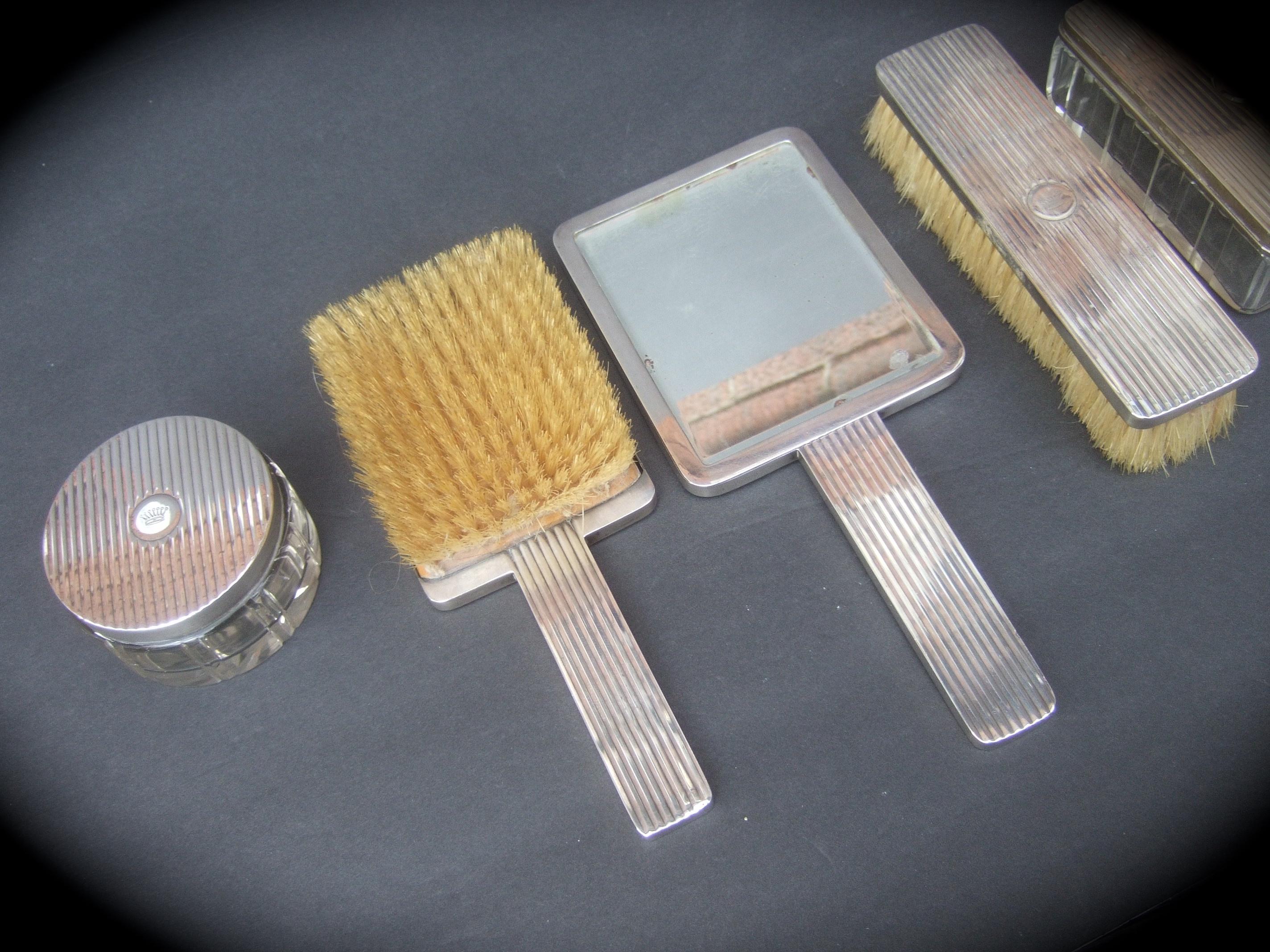 Gucci Italy Extremely Rare Sterling Silver Art Deco Vanity Grooming Set c 1950 For Sale 7