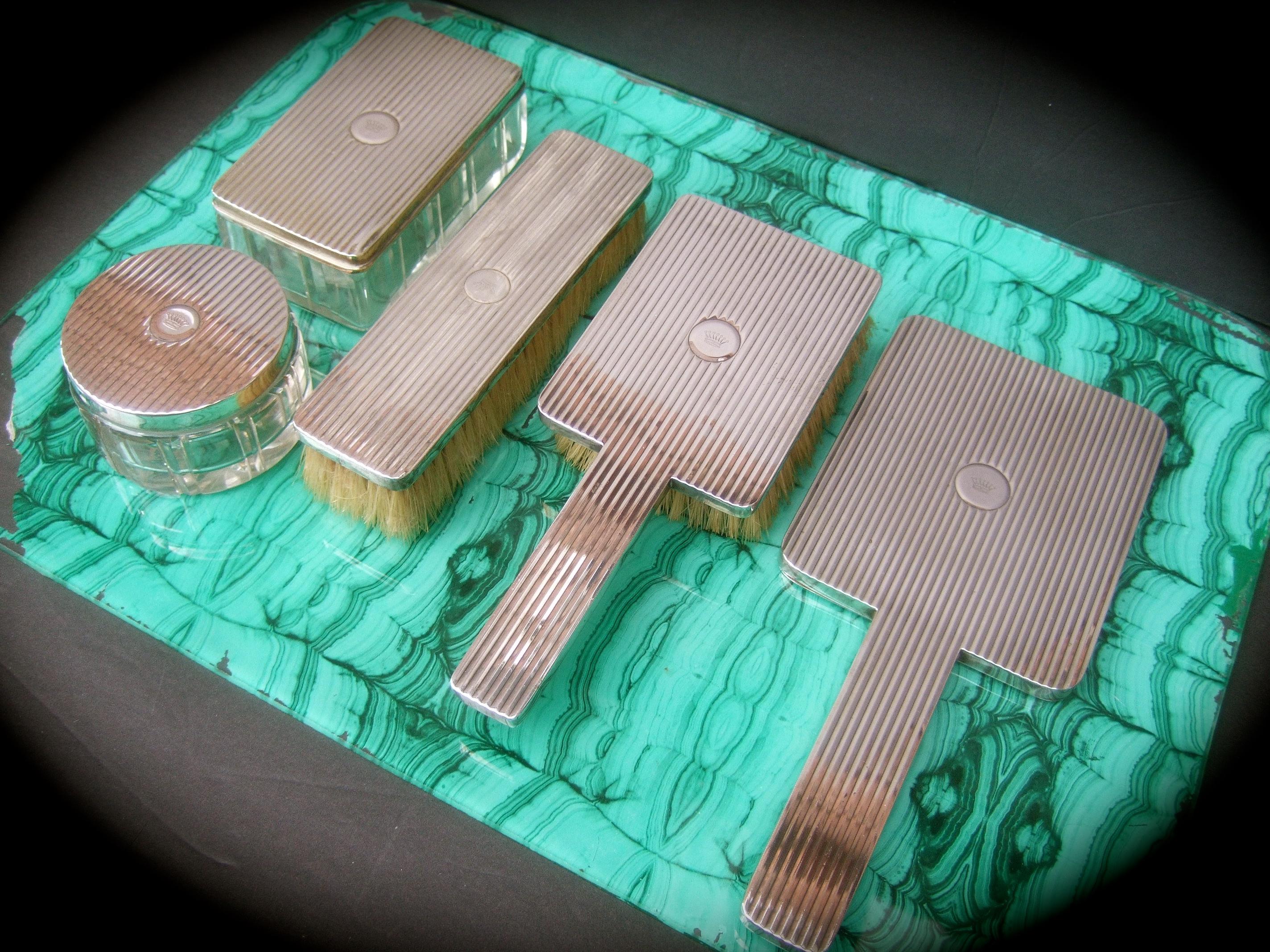 Gucci Italy Extremely Rare Sterling Silver Art Deco Vanity Grooming Set c 1950 For Sale 8