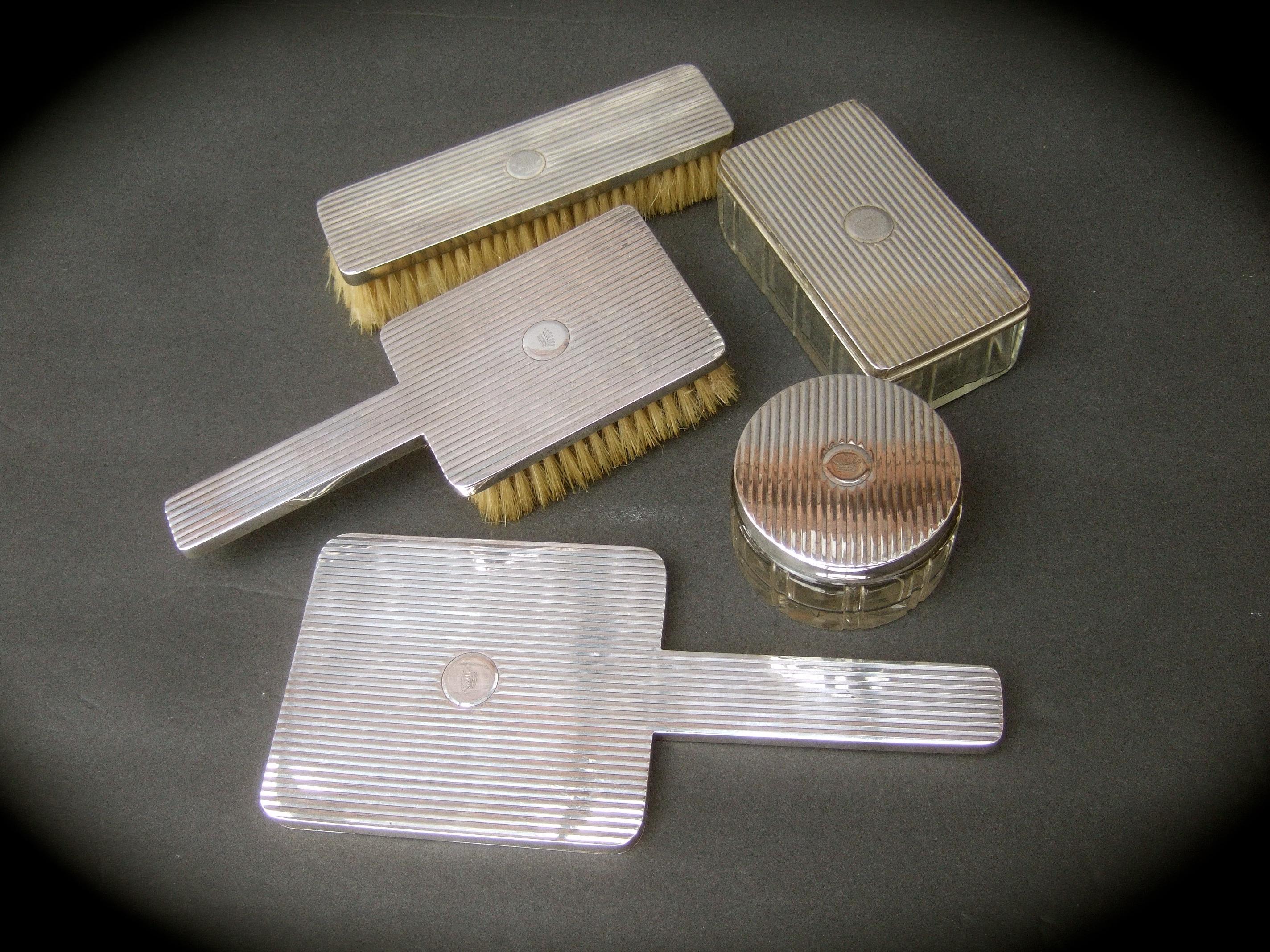 Gucci Italy Extremely Rare Sterling Silver Art Deco Vanity Grooming Set c 1950 For Sale 11