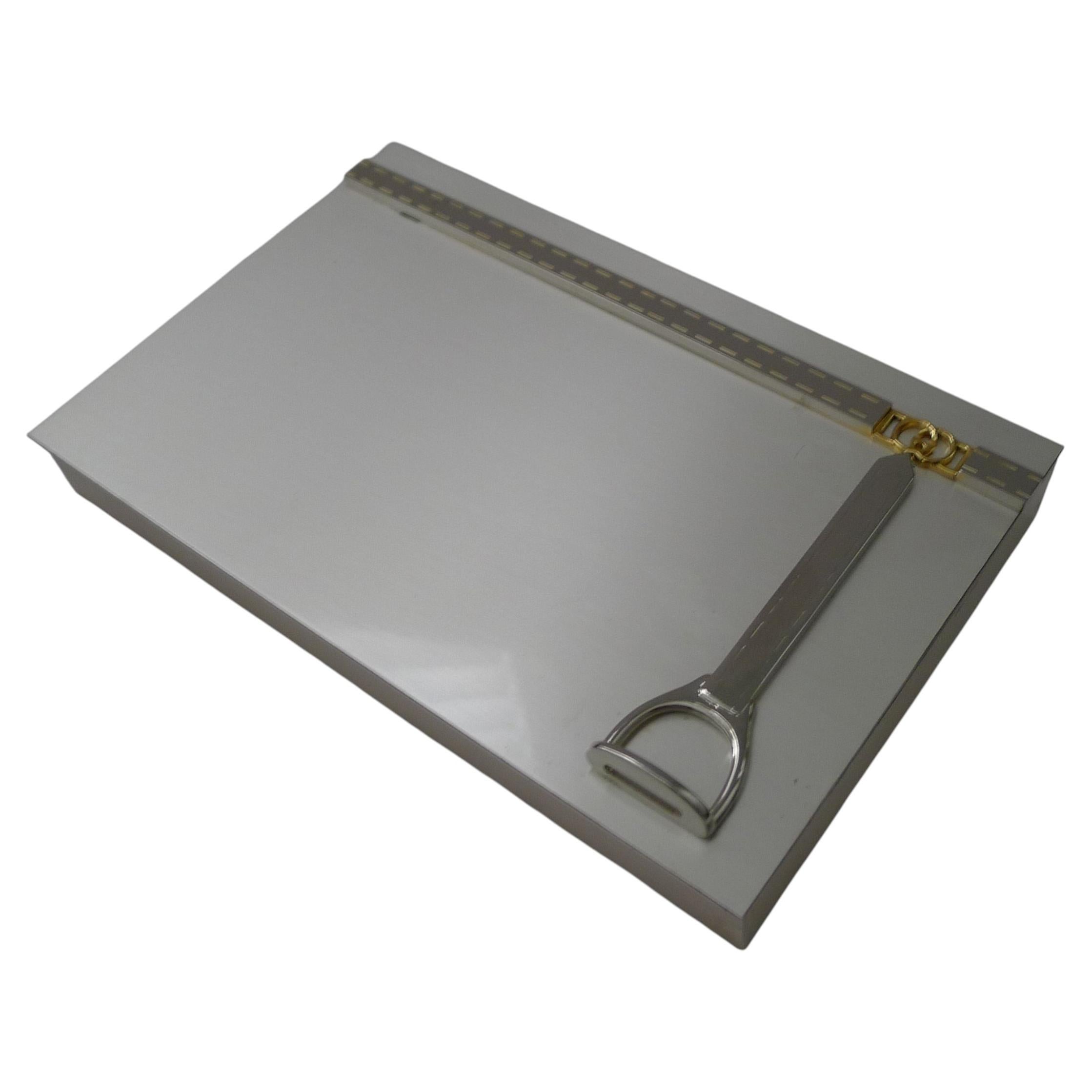 Gucci, Italy - Fine Italian Equestrian Jewellery / Table Box - Silver Plate For Sale