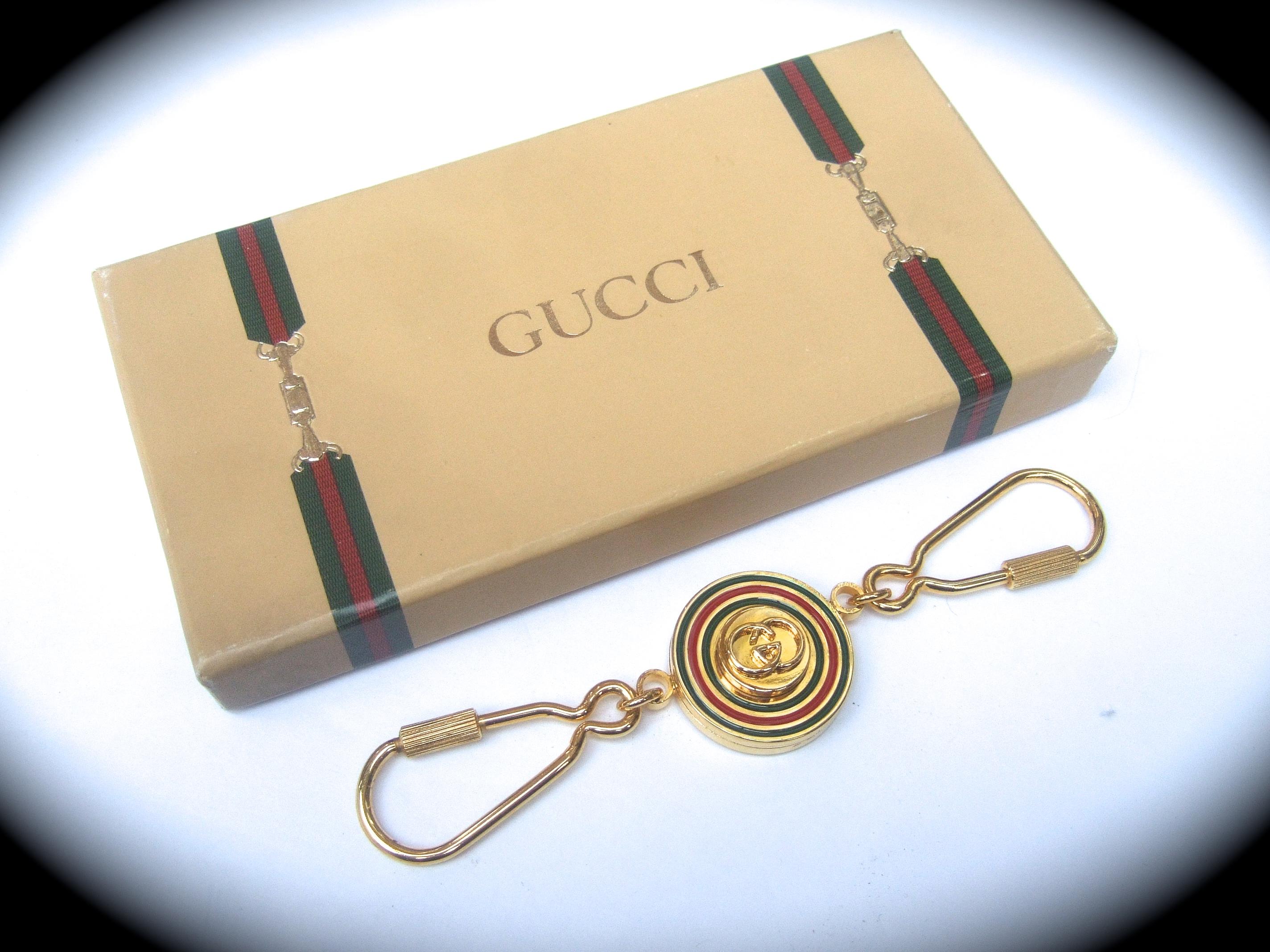 Gucci Italy Gilt Enamel Keychain in Original Gucci Presentation Box c 1980 5
