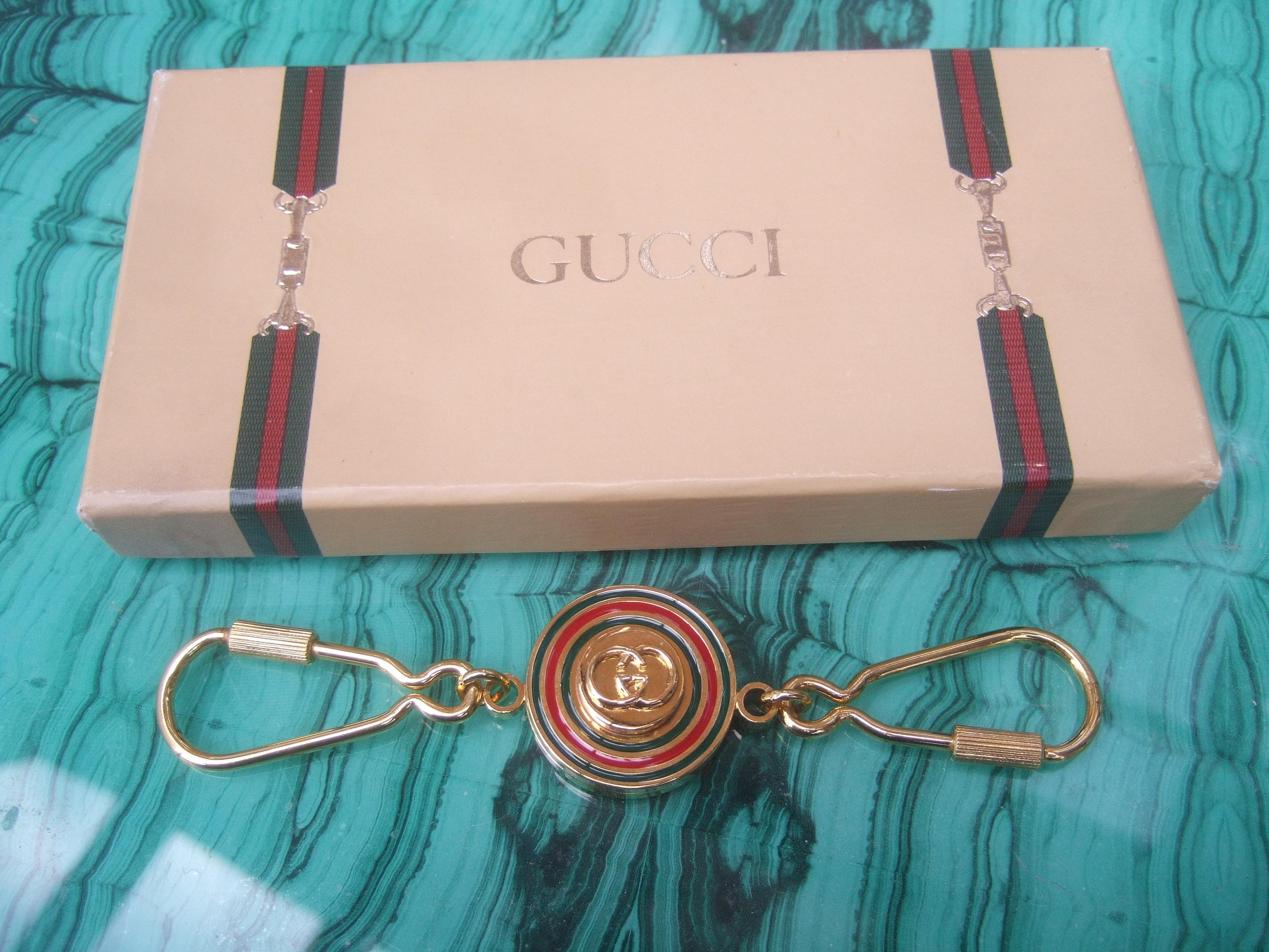 Gucci Italy Gilt Enamel Keychain in Original Gucci Presentation Box c 1980 2