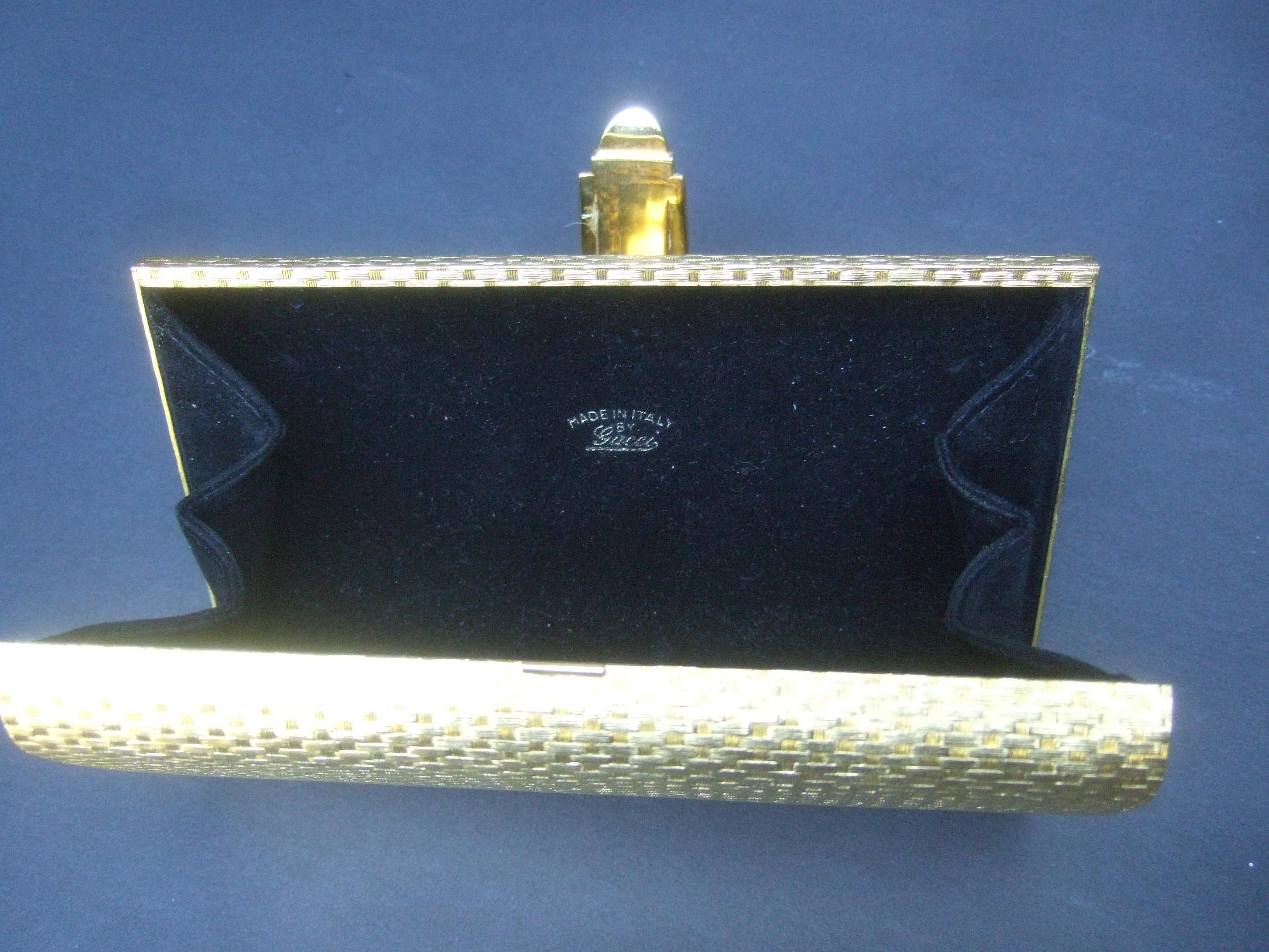 Gucci Italy Rare Gilt Metal Minaudière Clutch Bag c 1970s 9