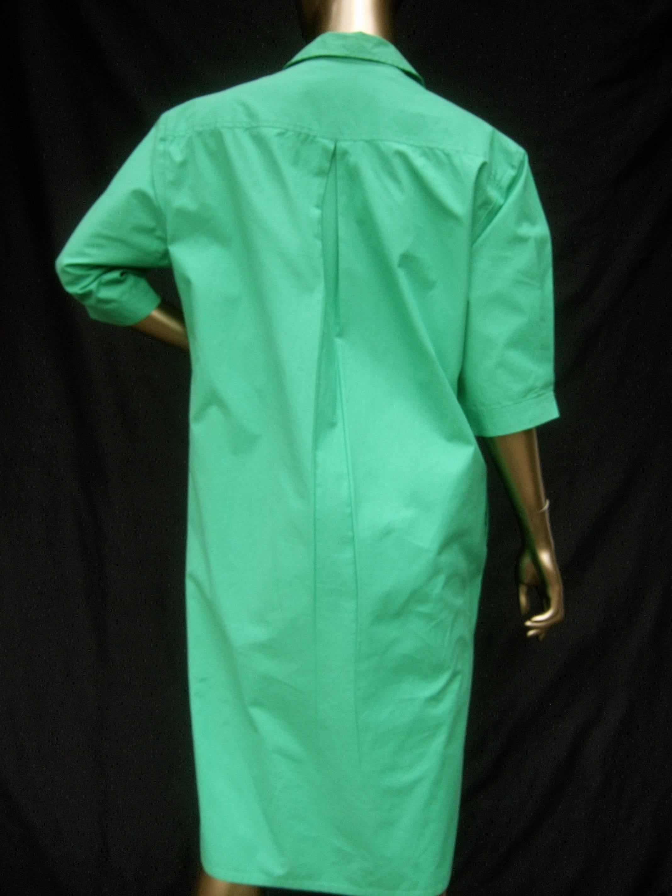 Gucci Italy Green Cotton Shirt Dress circa 1970s  5