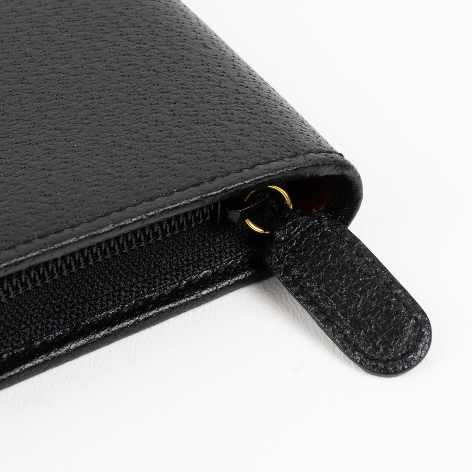 Gucci, Italy Hand-Stitched Black Leather Travel Tie Case Necktie Holder Rack 5
