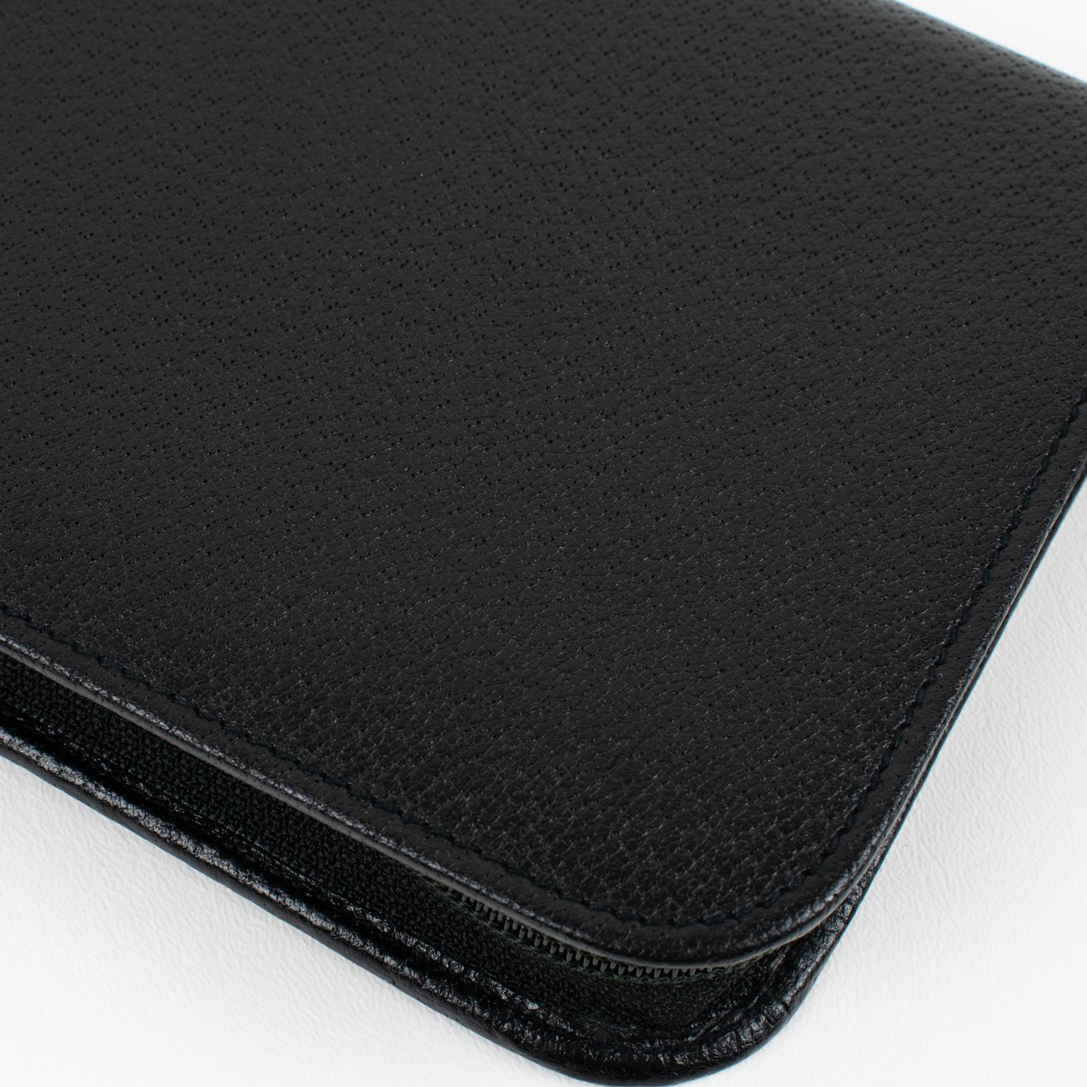 Gucci, Italy Hand-Stitched Black Leather Travel Tie Case Necktie Holder Rack 8