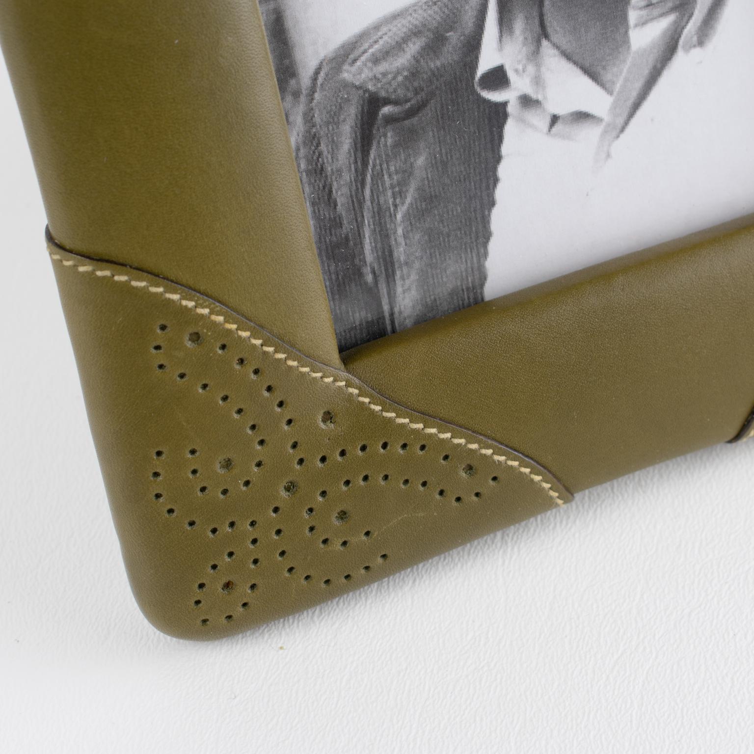Gucci, Italy Leather Picture Frame with Pierced Design, circa 1970 For Sale 4